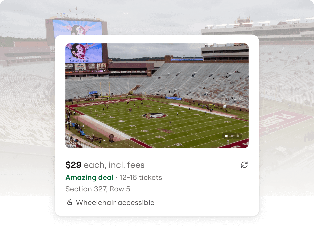 View from seat on a ticket listing