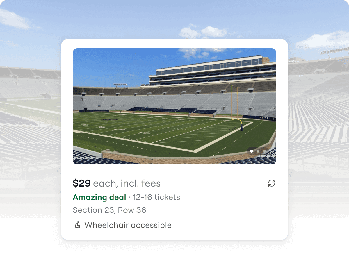 View from seat on a ticket listing