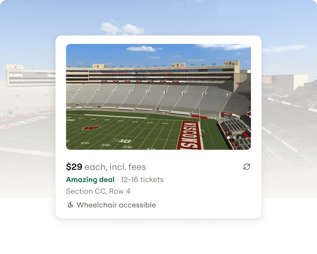 View from seat on a ticket listing