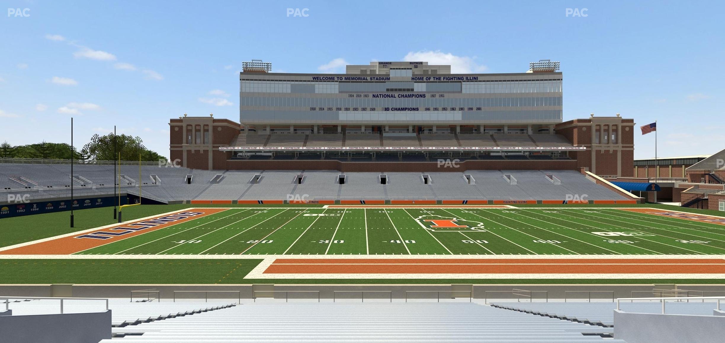 Seating view for Memorial Stadium - IL Section Front 106