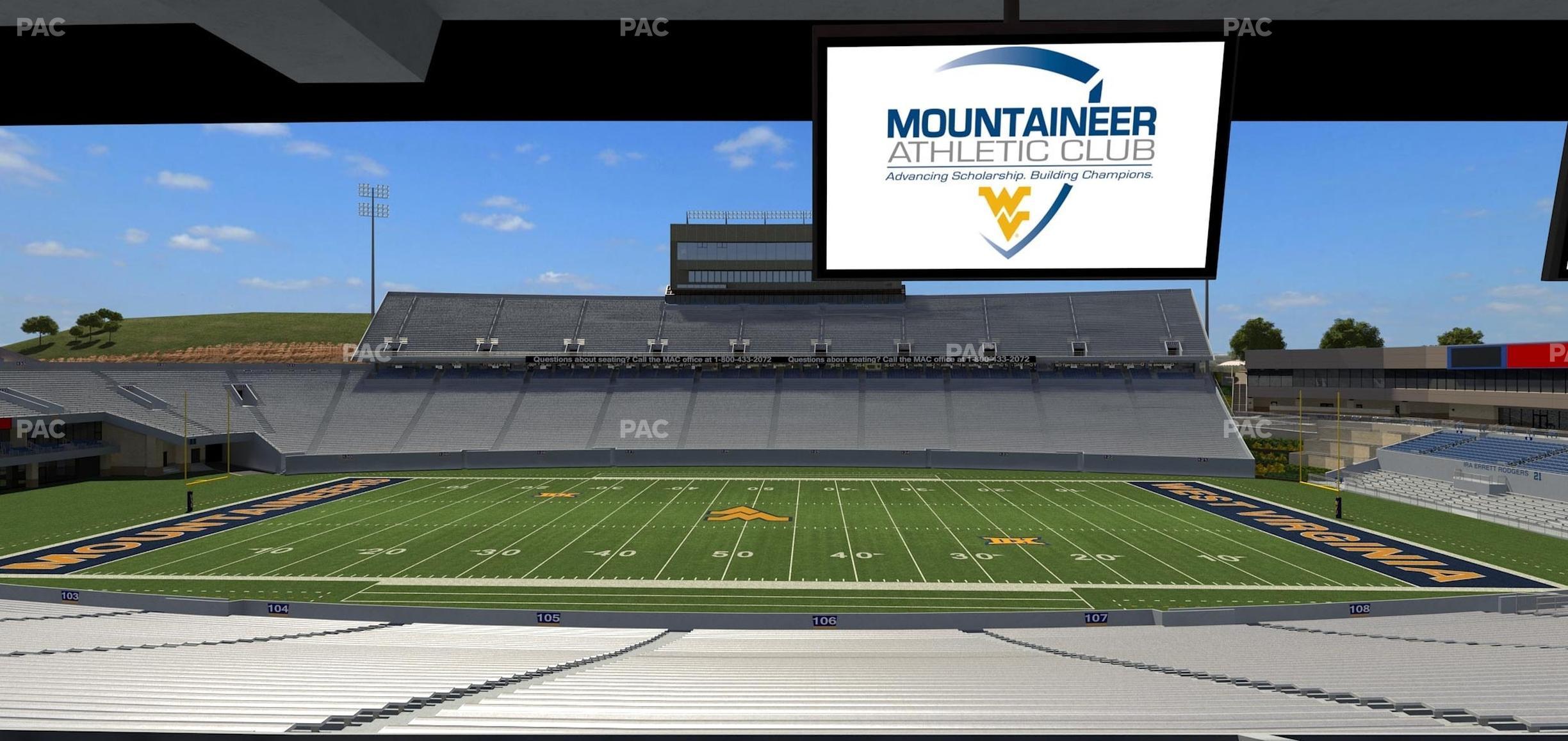 Seating view for Mountaineer Field at Milan Puskar Stadium Section Field Box 21