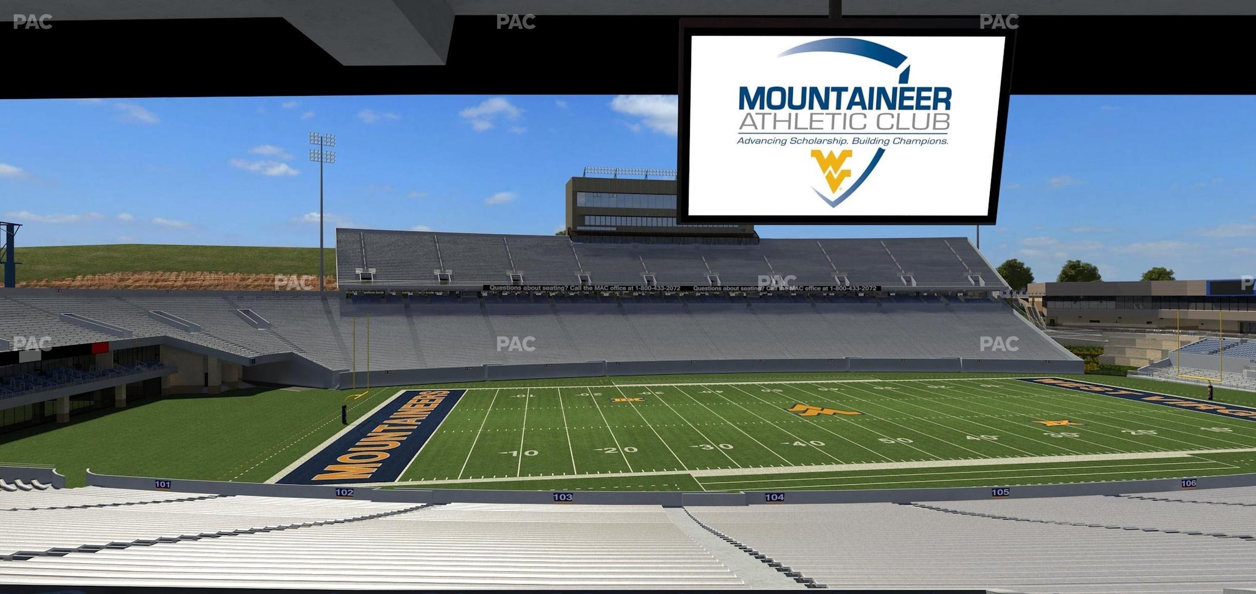 Seating view for Mountaineer Field at Milan Puskar Stadium Section Field Box 11