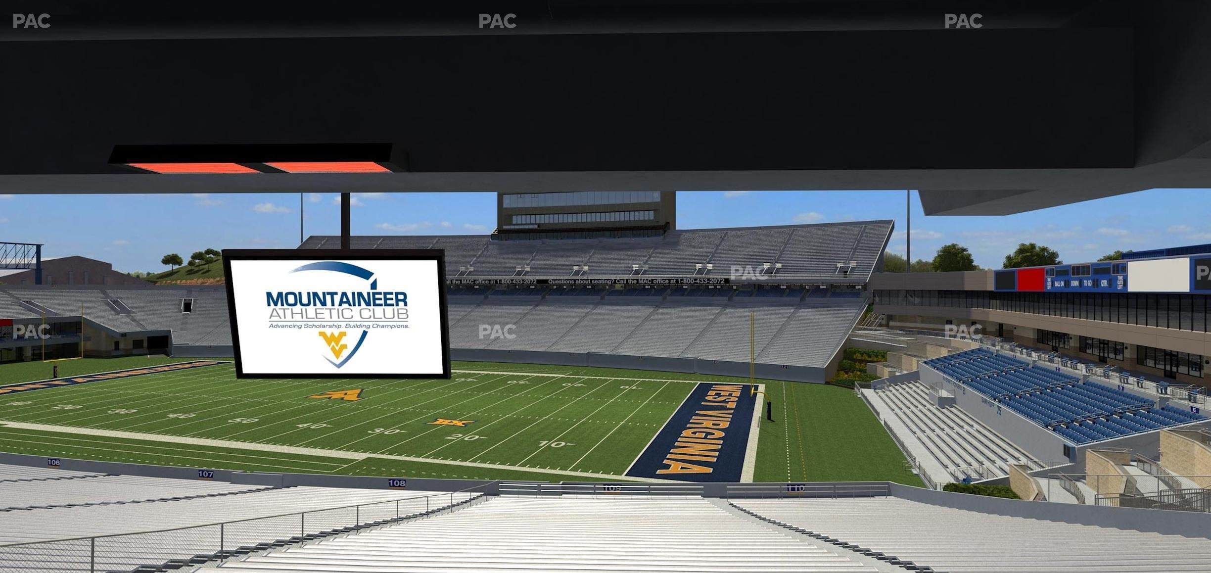 Seating view for Mountaineer Field at Milan Puskar Stadium Section Field Box 34