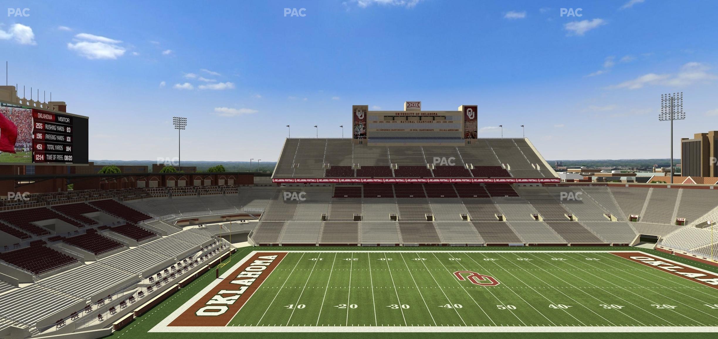 Seating view for Gaylord Family Oklahoma Memorial Stadium Section 132