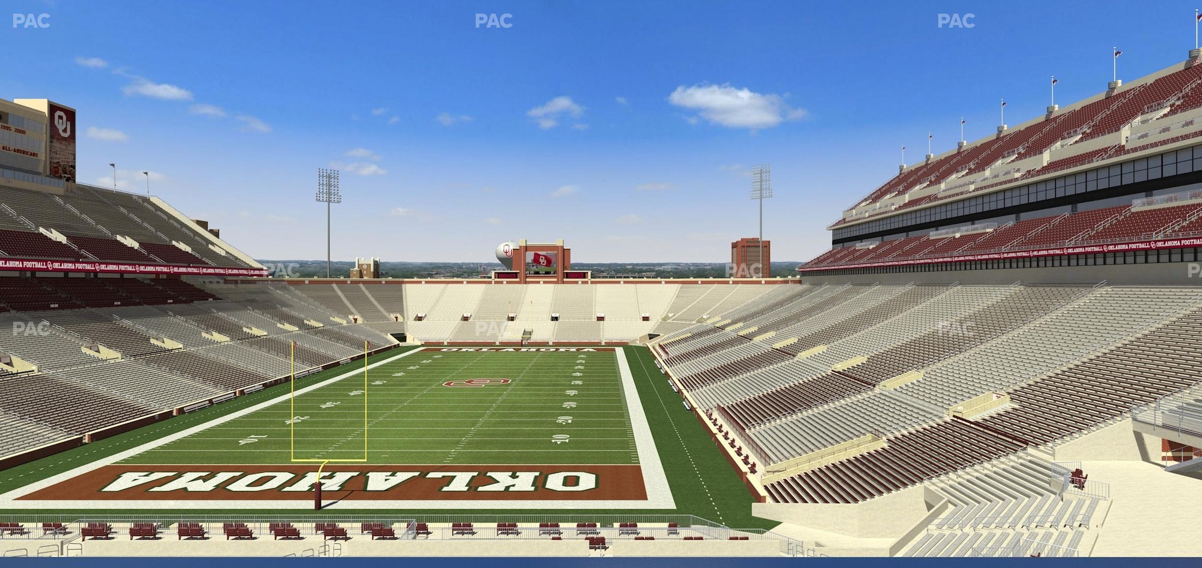 Seating view for Gaylord Family Oklahoma Memorial Stadium Section Loge 42