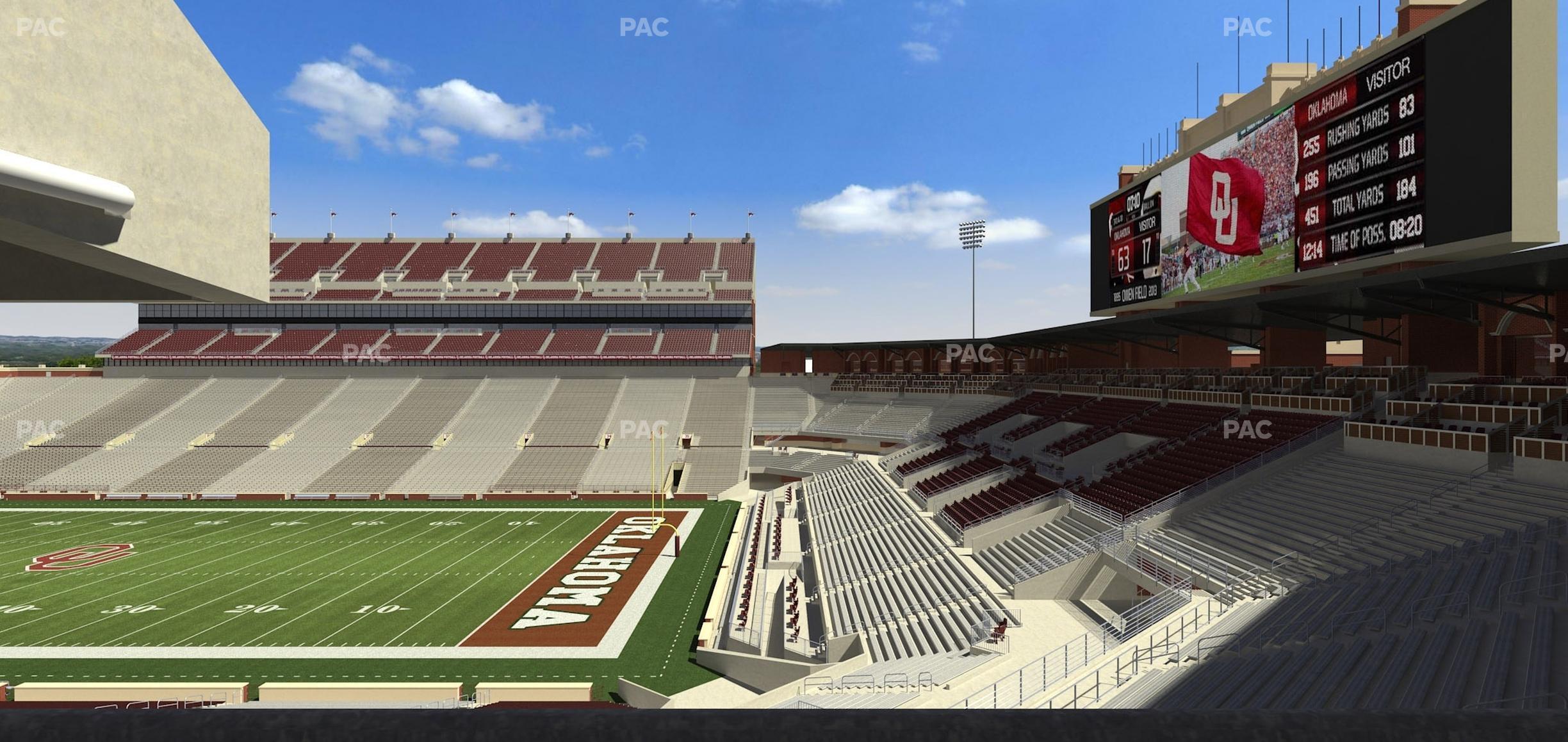 Seating view for Gaylord Family Oklahoma Memorial Stadium Section 52