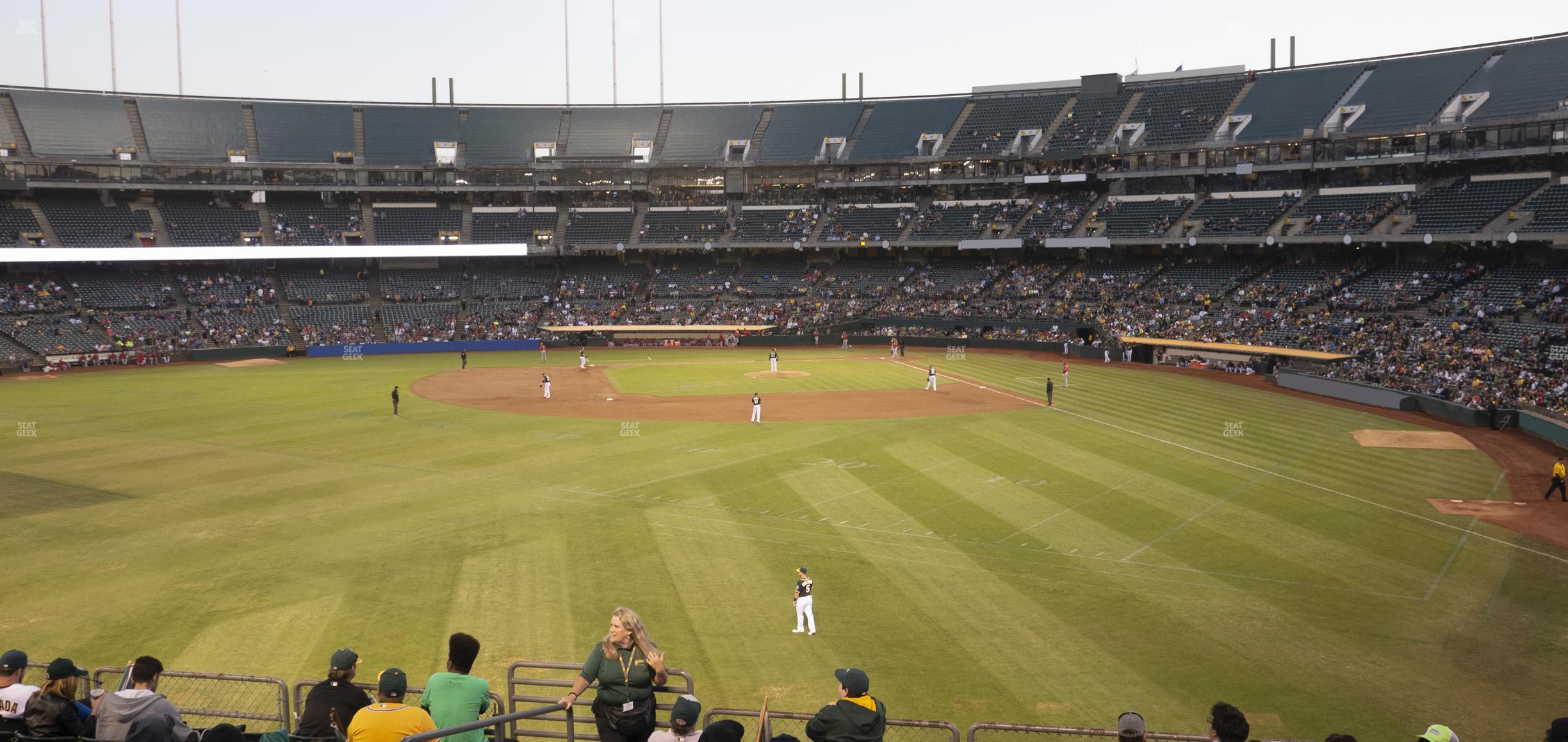 Seating view for Oakland Coliseum Section Front 135