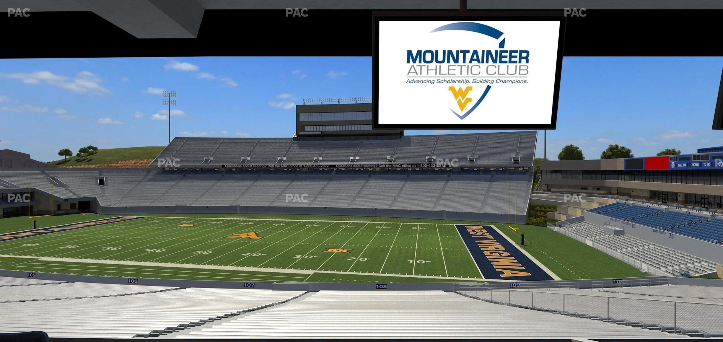 Seating view for Mountaineer Field at Milan Puskar Stadium Section Field Box 29