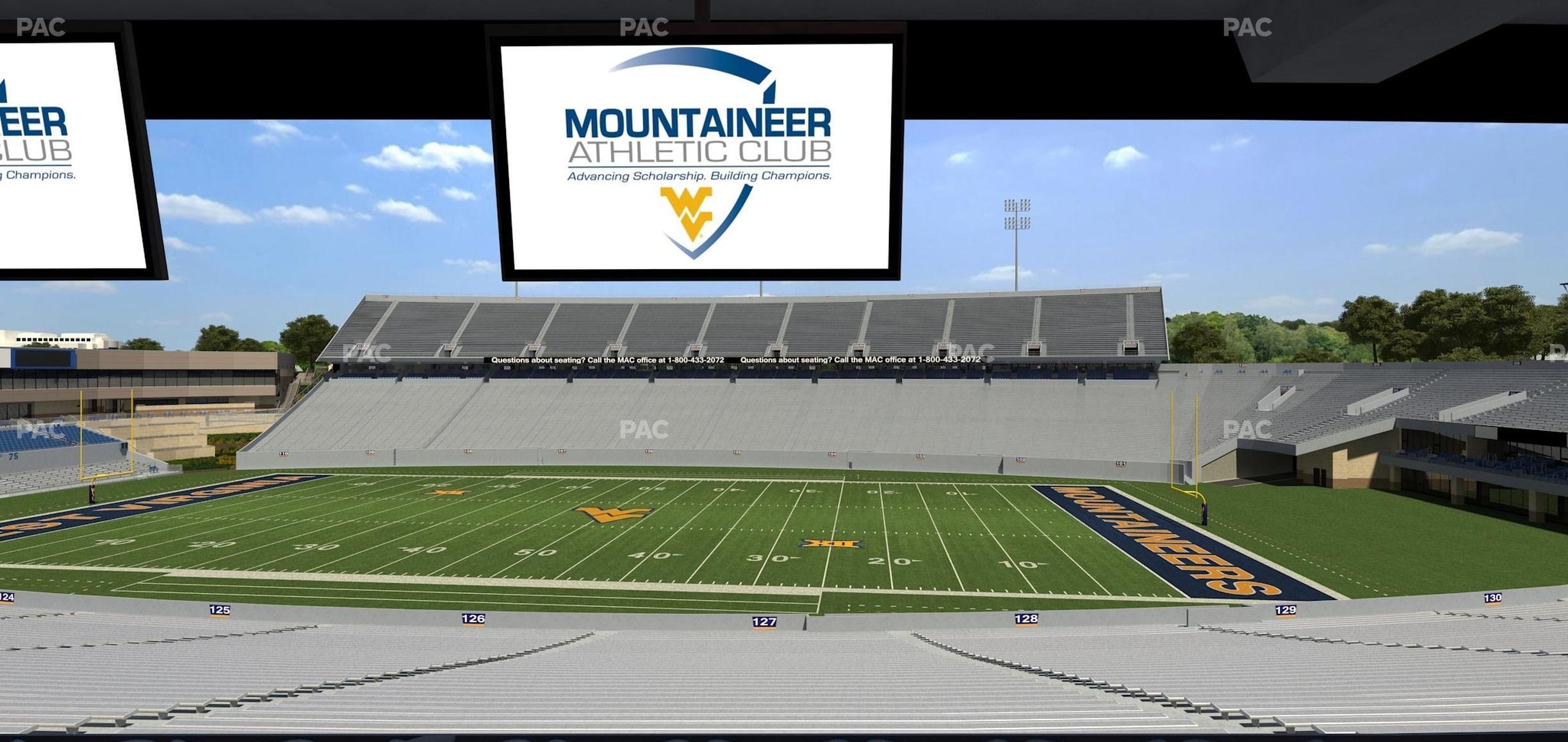 Seating view for Mountaineer Field at Milan Puskar Stadium Section Field Box 64