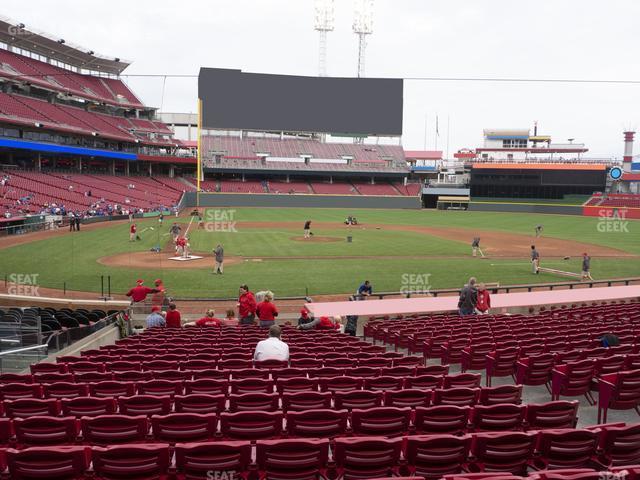 Seating view for Great American Ball Park Section Dugout Box 127