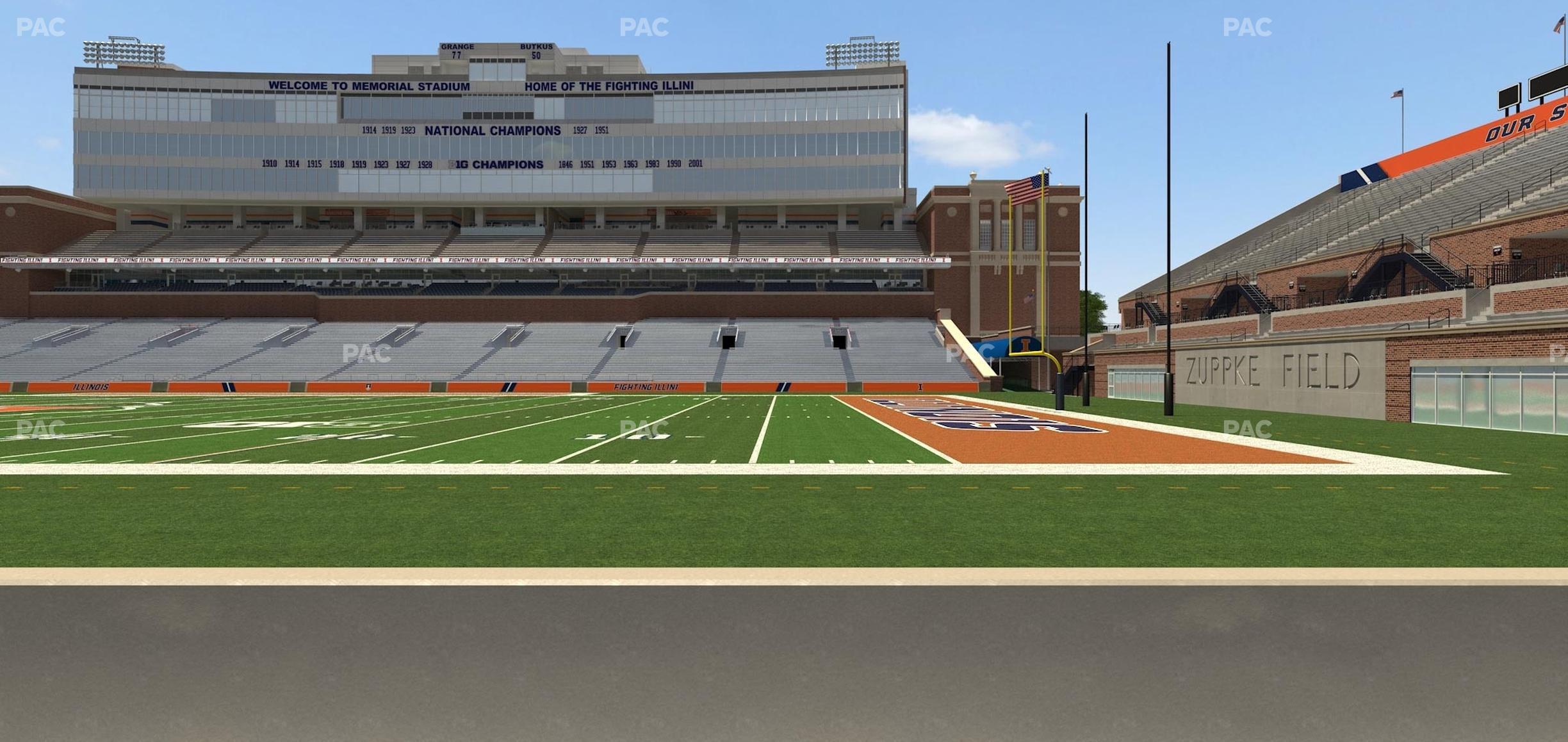 Seating view for Memorial Stadium - IL Section Front 102