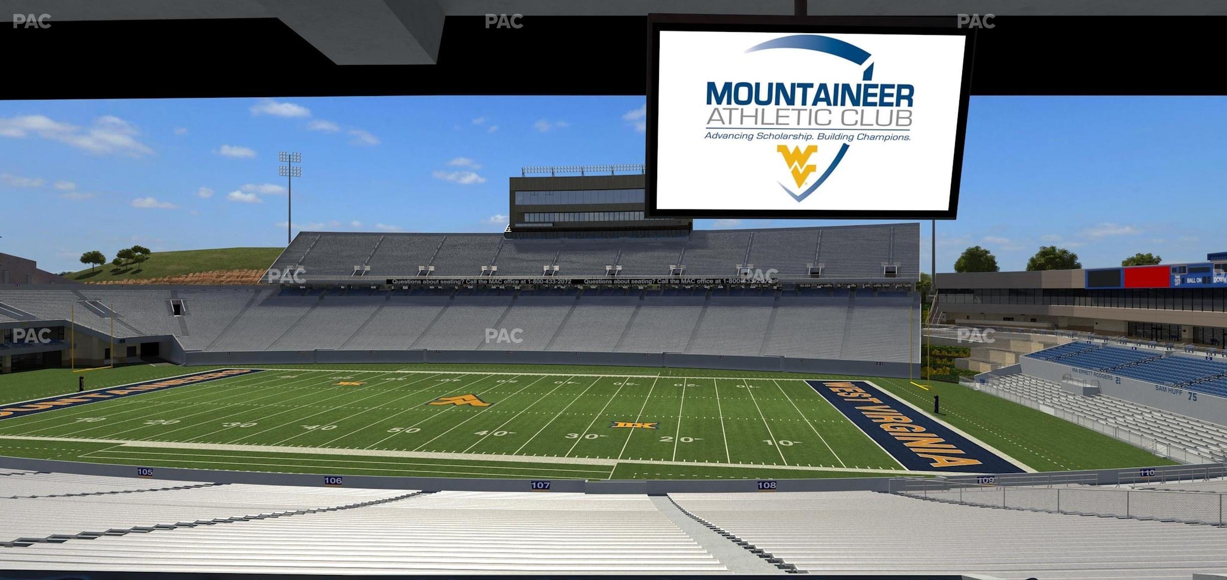 Seating view for Mountaineer Field at Milan Puskar Stadium Section Field Box 27