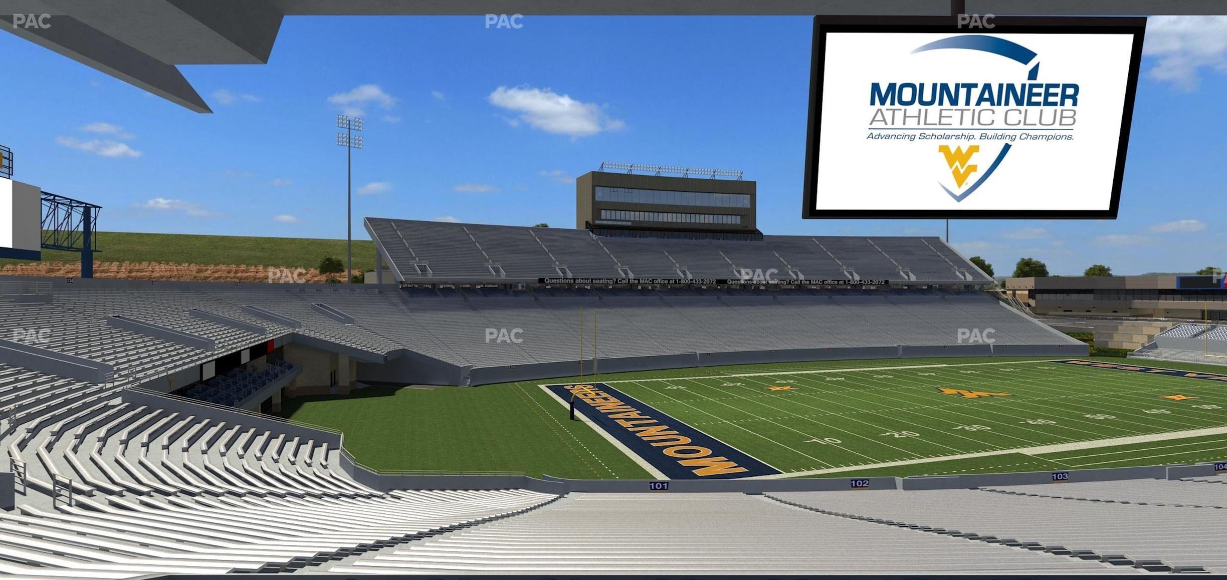 Seating view for Mountaineer Field at Milan Puskar Stadium Section Field Box 1