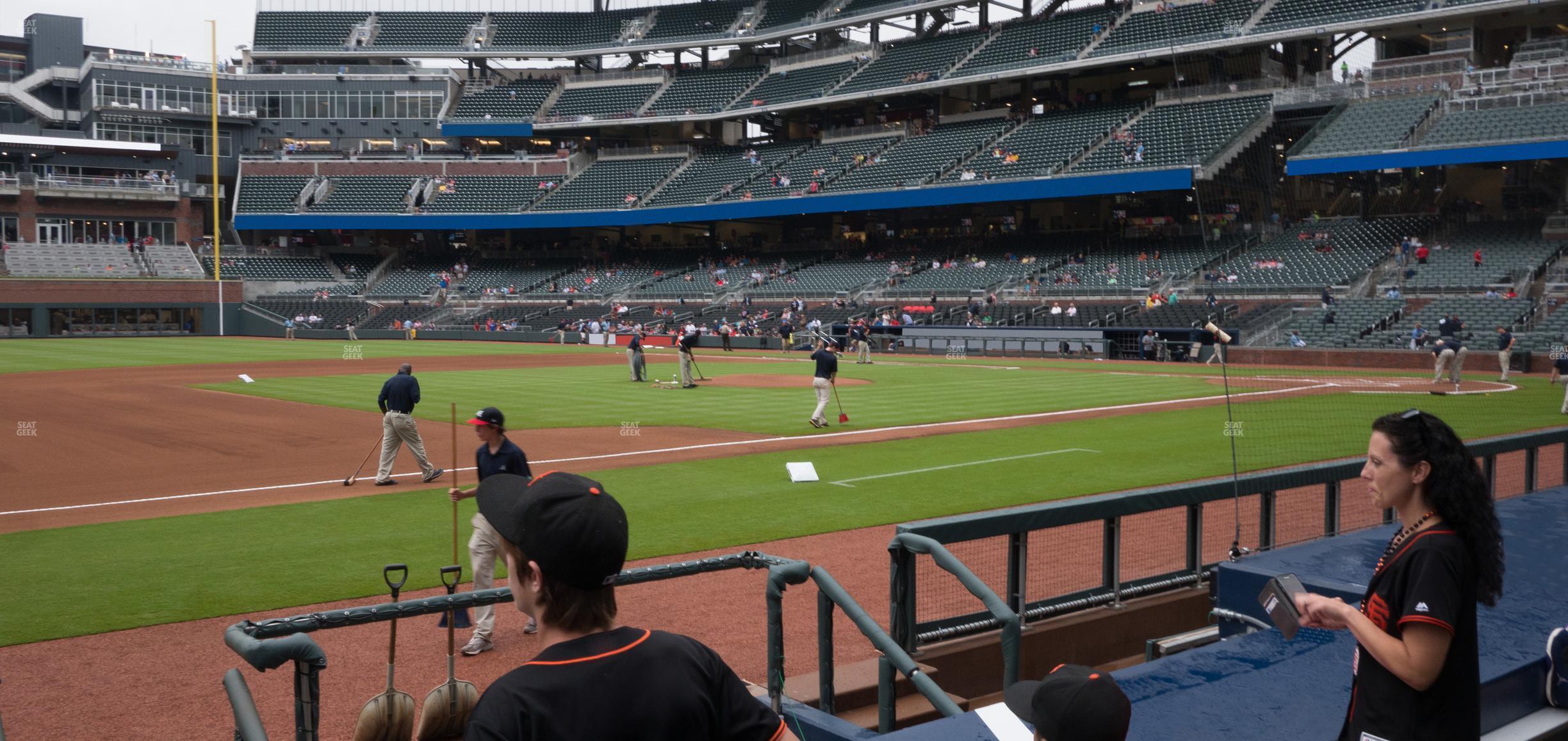 Seating view for Truist Park Section Dugout Infield 35