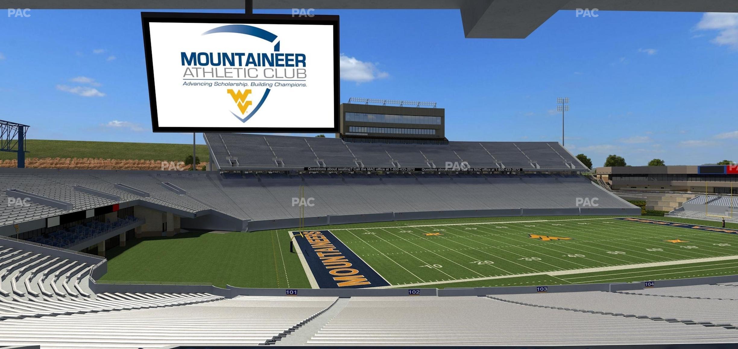 Seating view for Mountaineer Field at Milan Puskar Stadium Section Field Box 4