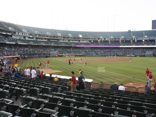 Seating view for Oakland Coliseum Section Front 105