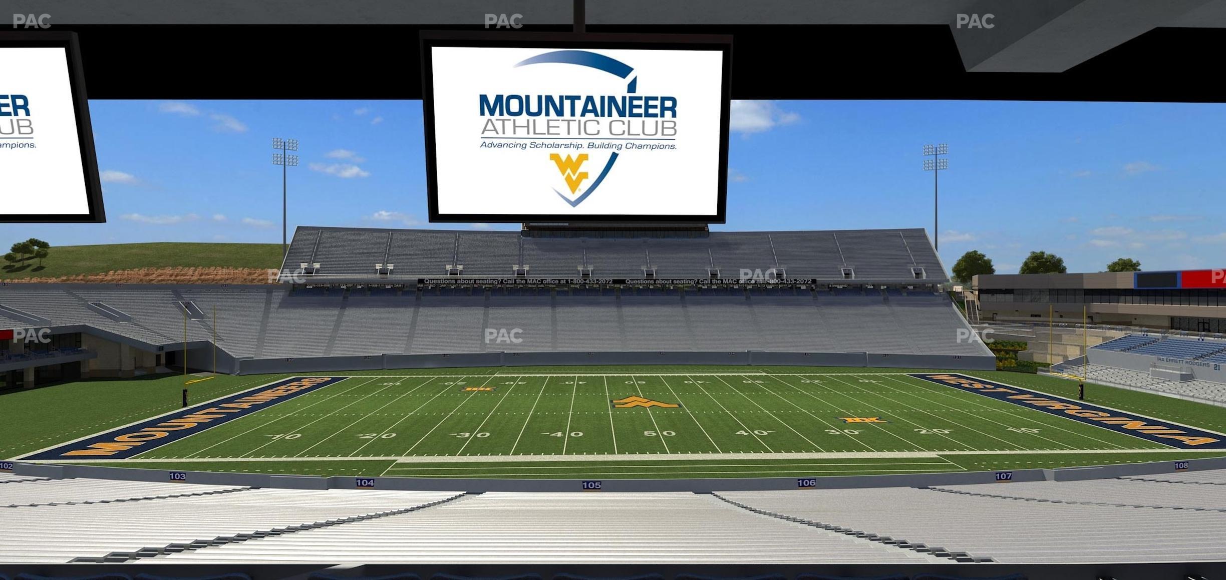 Seating view for Mountaineer Field at Milan Puskar Stadium Section Field Box 18