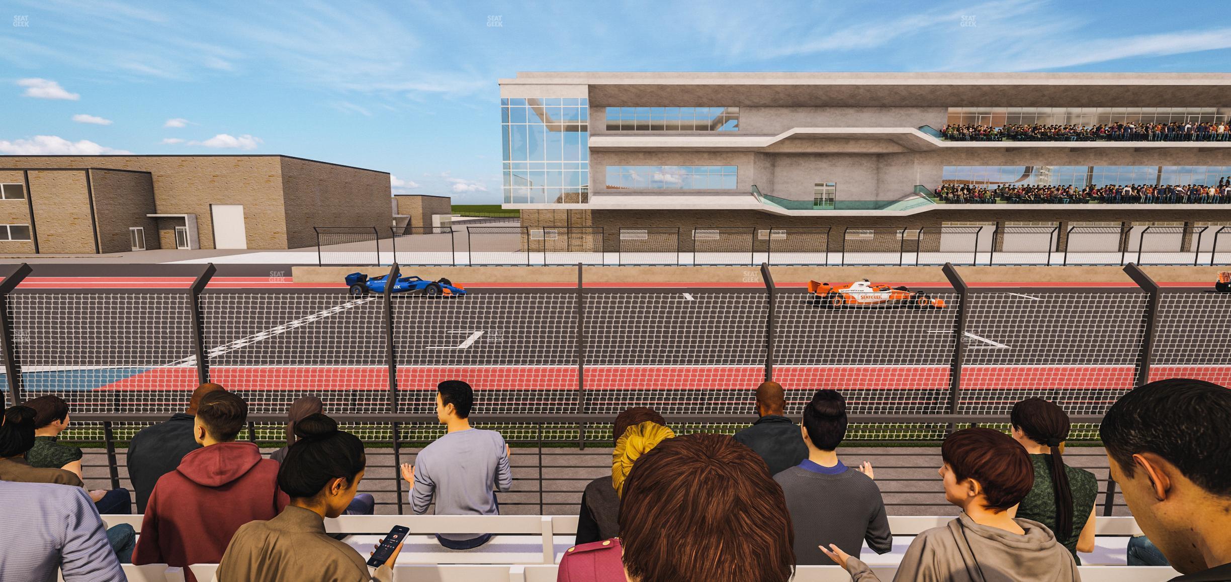 Seating view for Circuit of The Americas Section Main Grandstand Trackside West 102