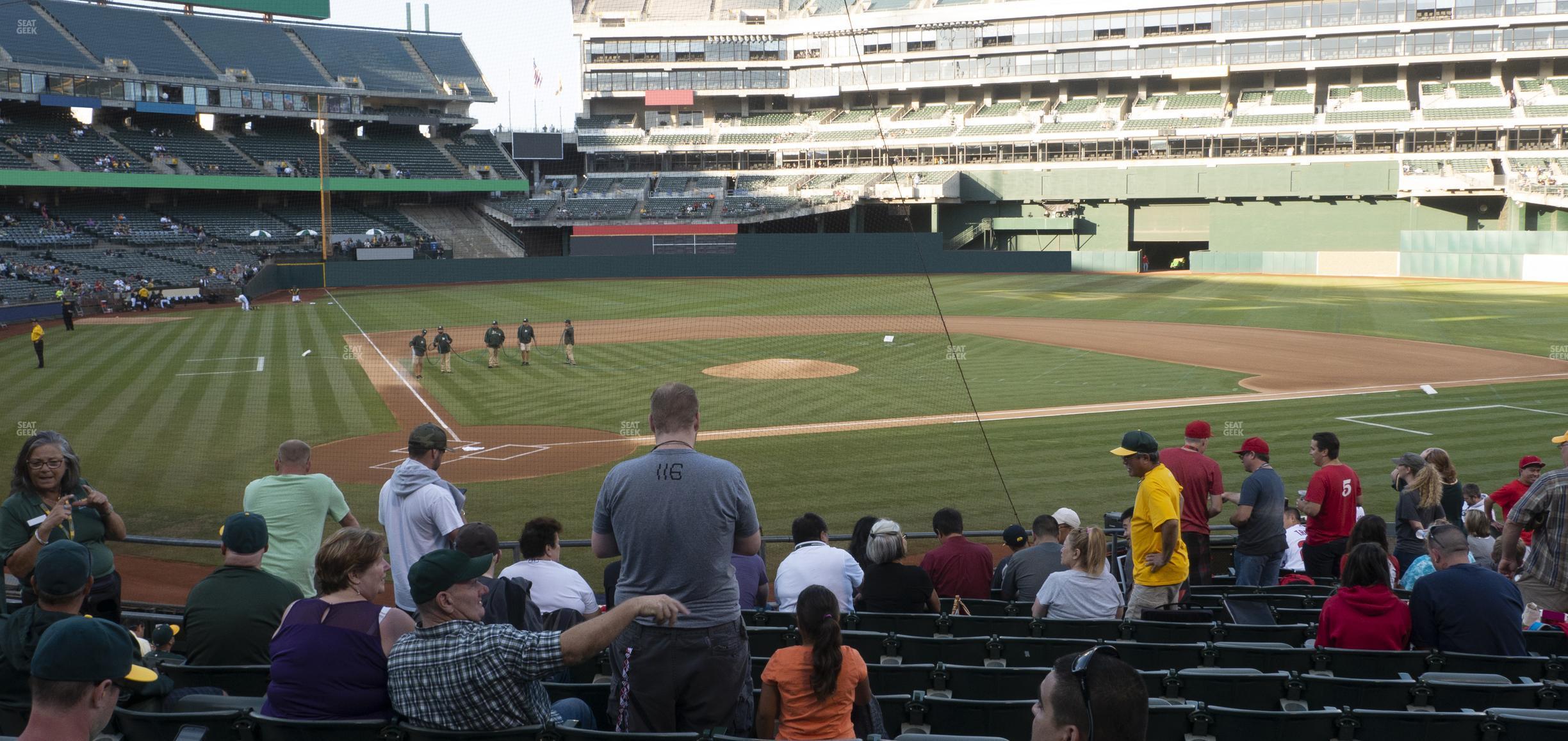 Seating view for Oakland Coliseum Section Front 115