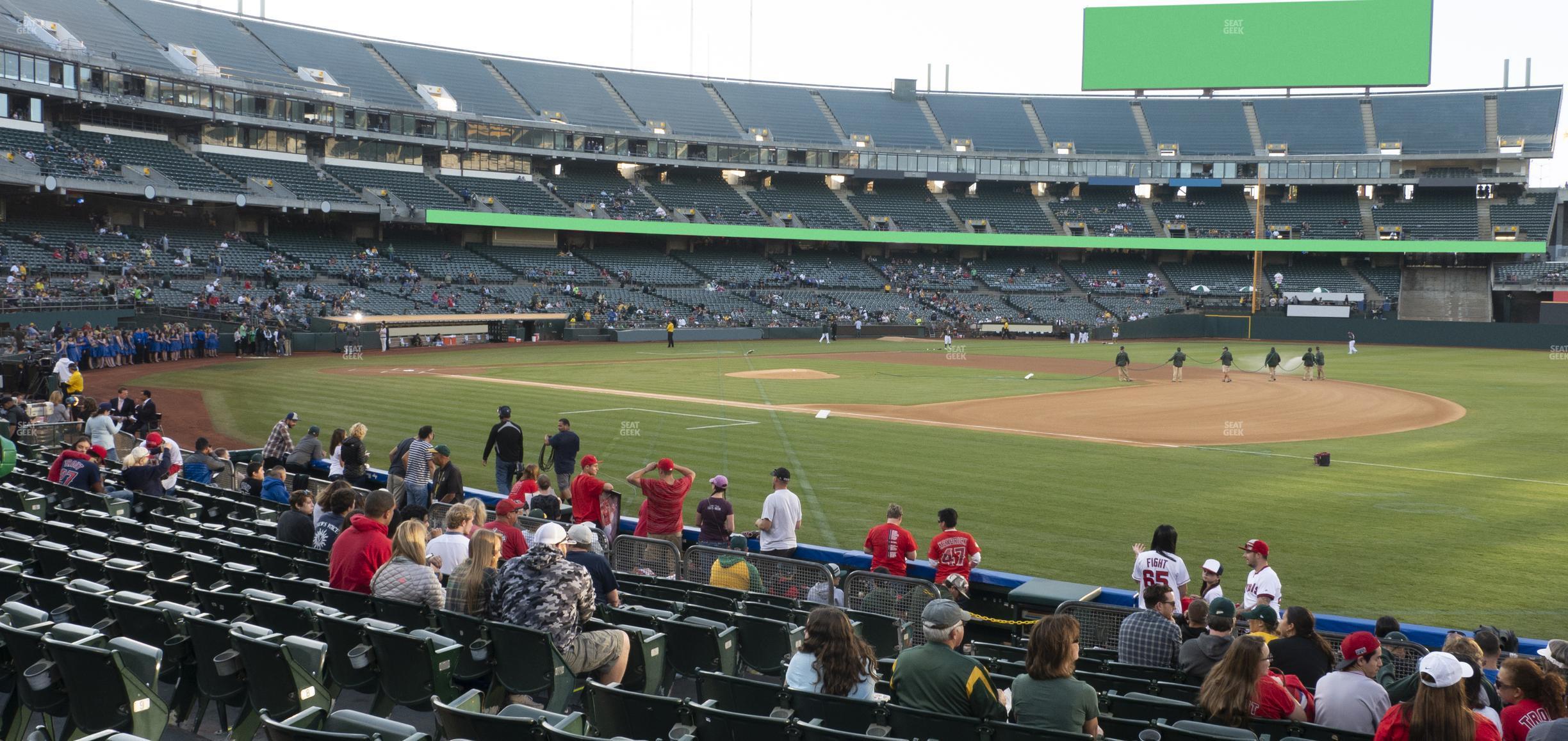 Seating view for Oakland Coliseum Section Front 109