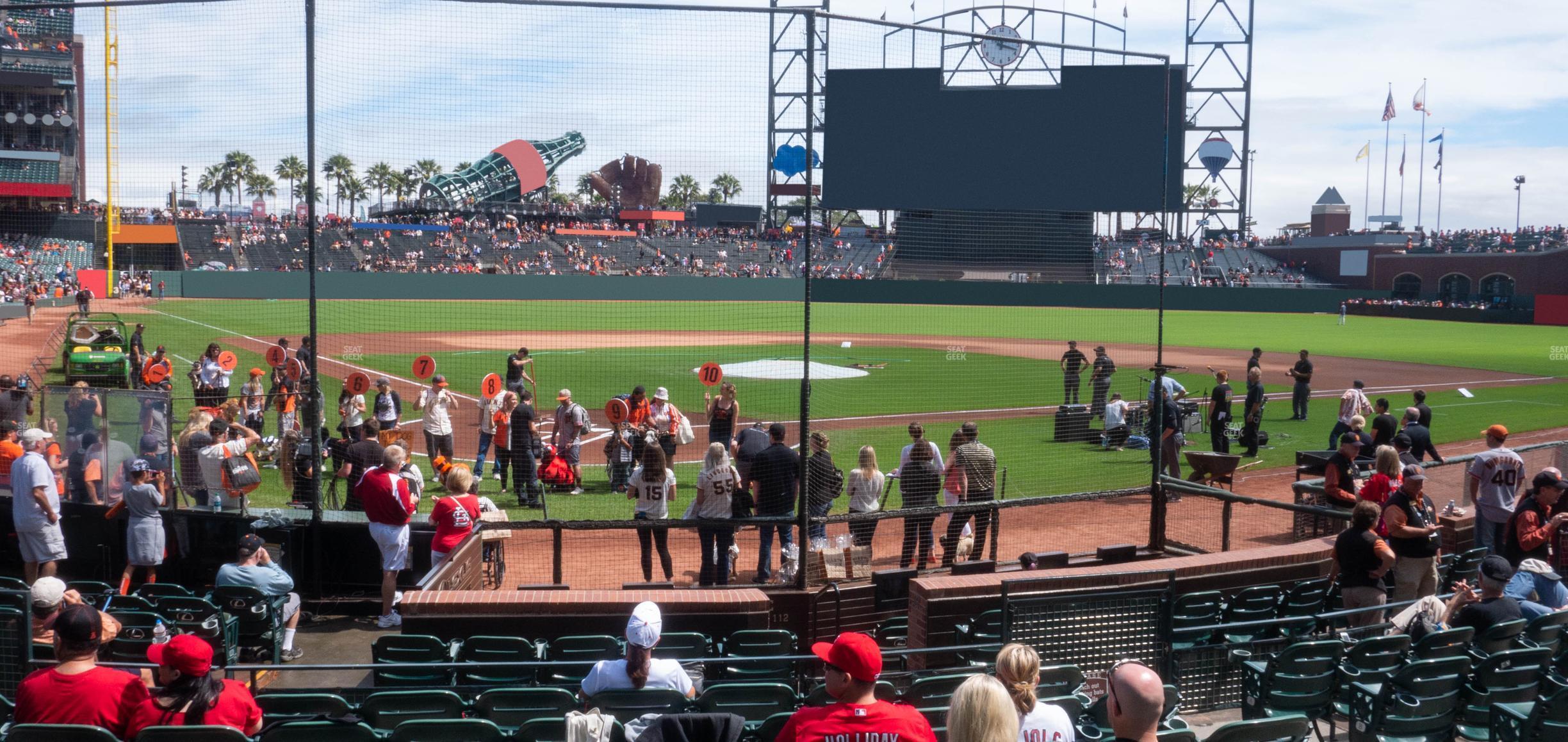 Seating view for Oracle Park Section Lower Box 113