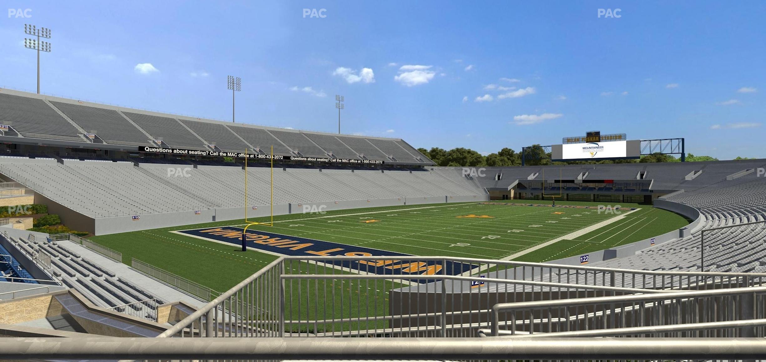 Seating view for Mountaineer Field at Milan Puskar Stadium Section Touchdown Terrace Wc