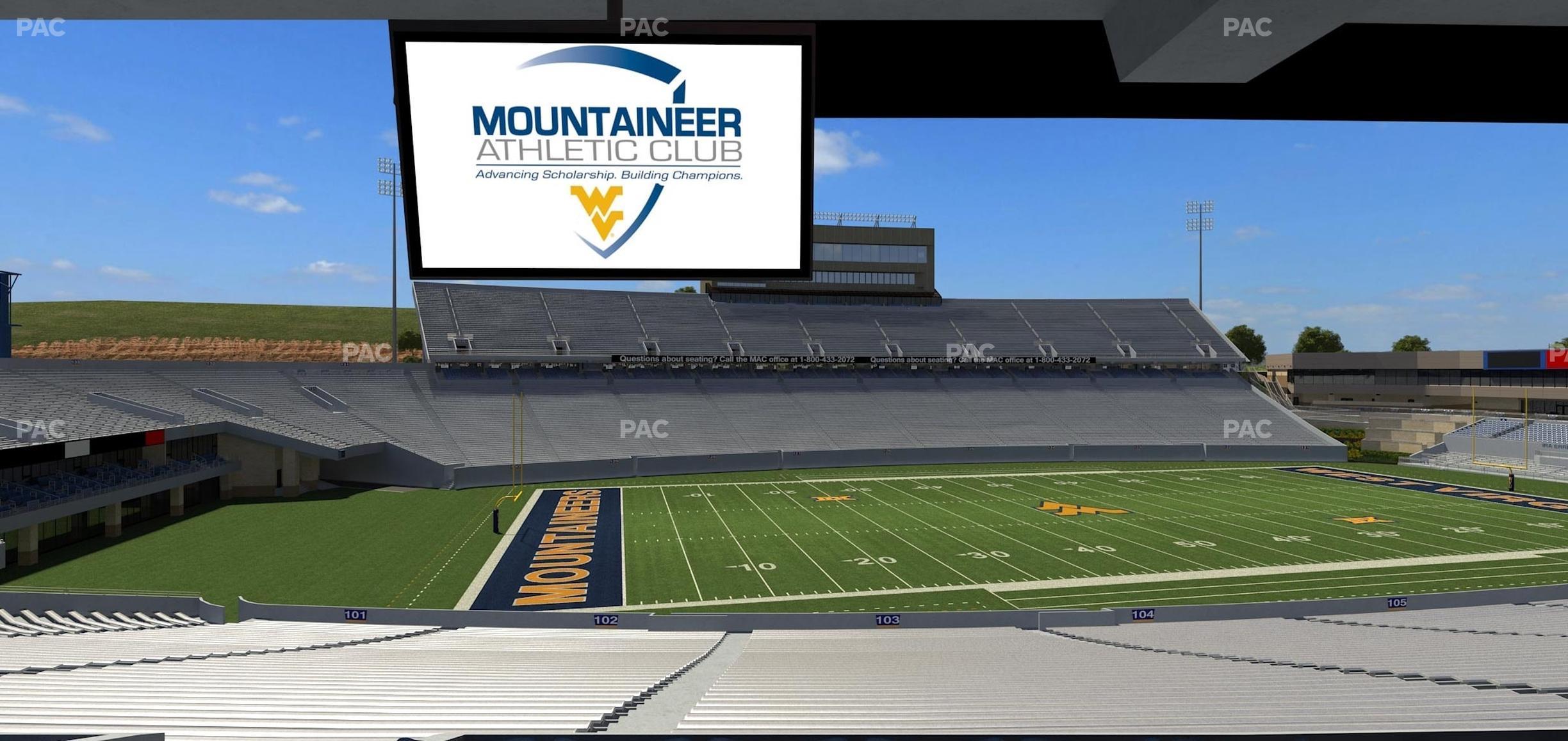 Seating view for Mountaineer Field at Milan Puskar Stadium Section Field Box 8