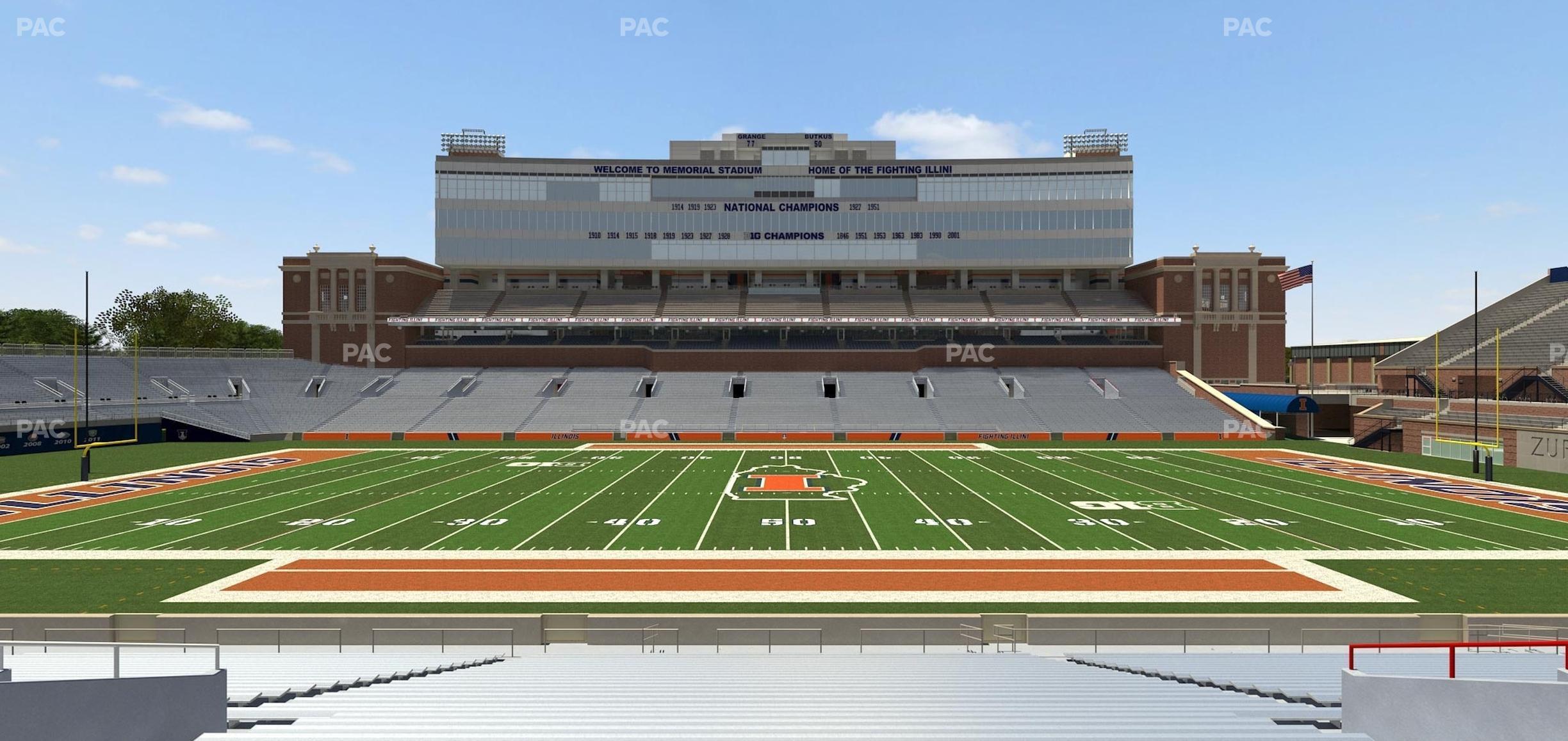 Seating view for Memorial Stadium - IL Section Front 105