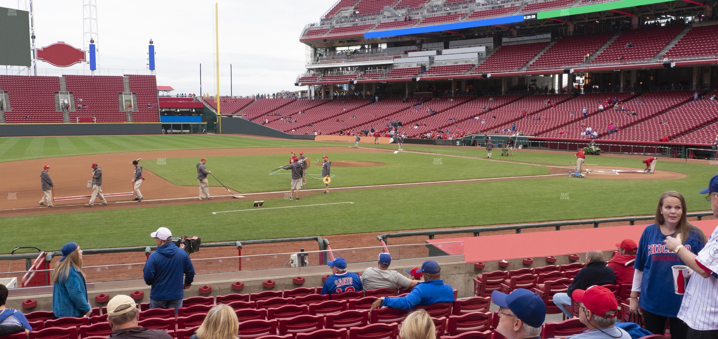 Seating view for Great American Ball Park Section Dugout Box 116