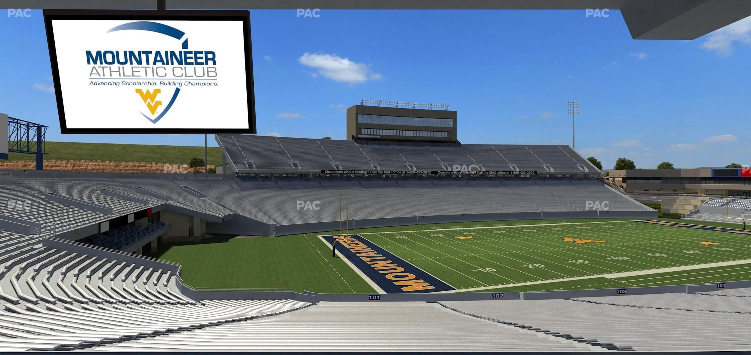 Seating view for Mountaineer Field at Milan Puskar Stadium Section Field Box 2