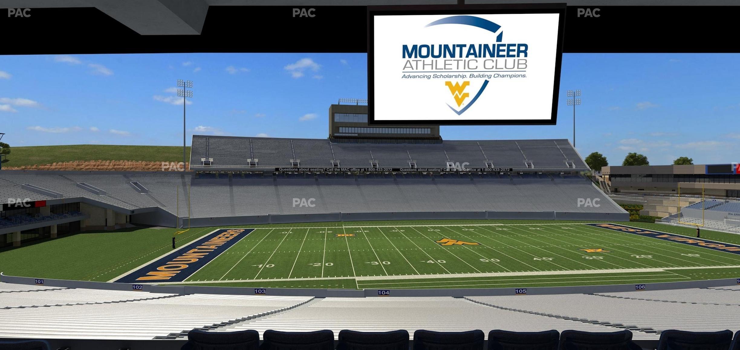 Seating view for Mountaineer Field at Milan Puskar Stadium Section Field Box 13