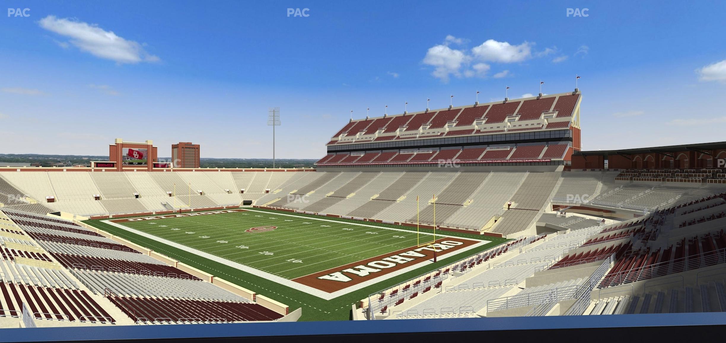 Seating view for Gaylord Family Oklahoma Memorial Stadium Section Loge 49