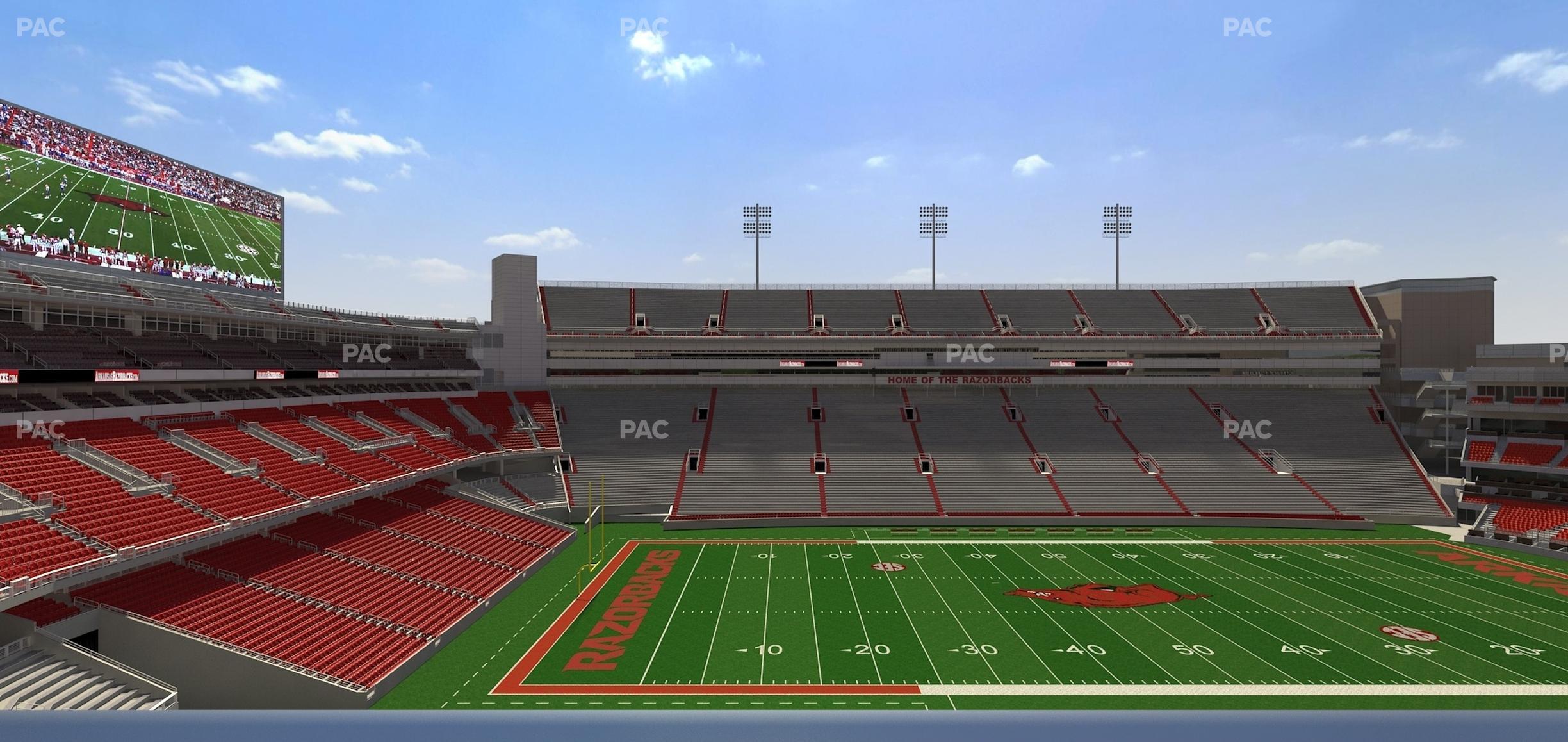 Seating view for Razorback Stadium Section 221