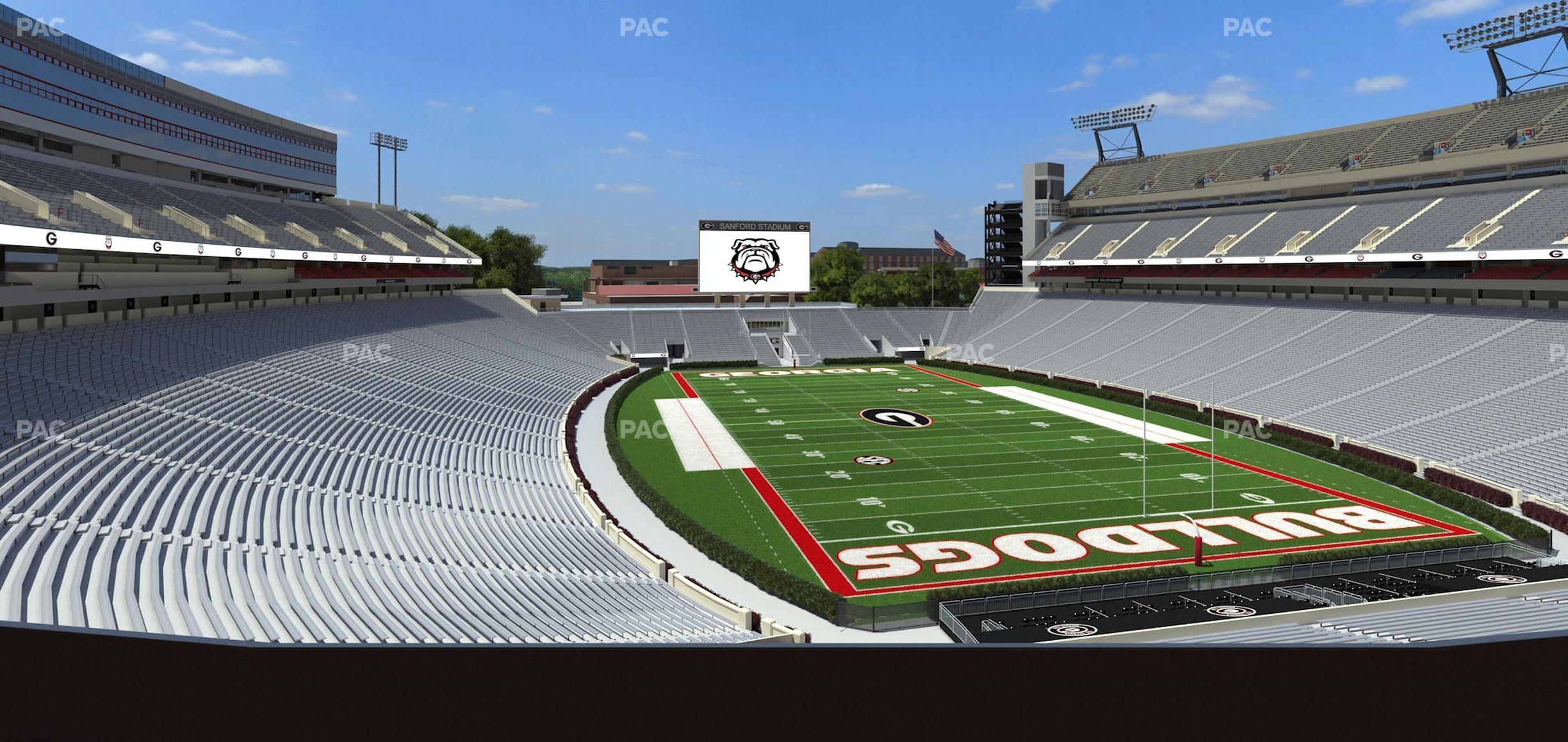 Seating view for Sanford Stadium Section East Upper Club 222