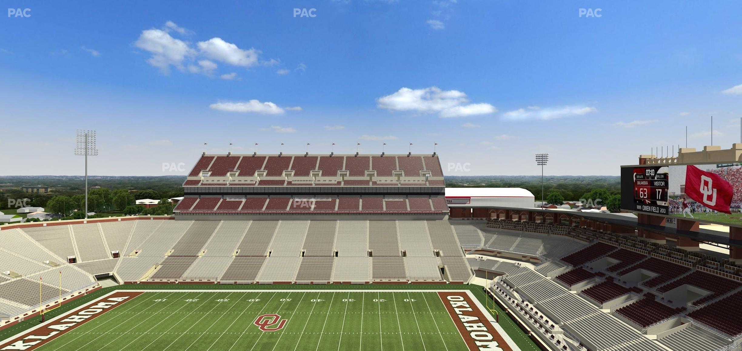 Seating view for Gaylord Family Oklahoma Memorial Stadium Section 104