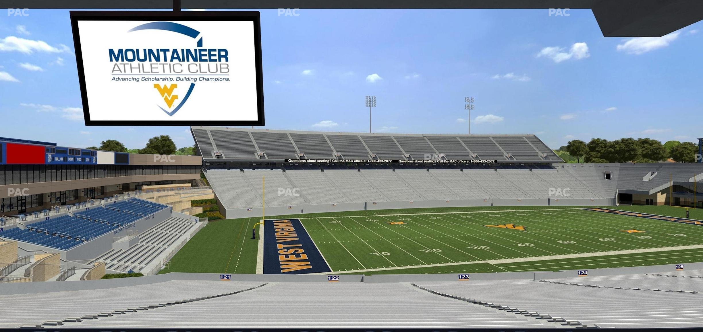 Seating view for Mountaineer Field at Milan Puskar Stadium Section Field Box 44