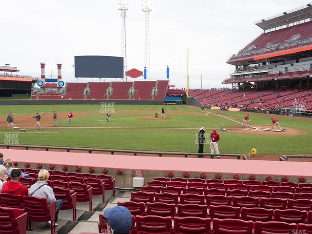 Seating view for Great American Ball Park Section Dugout Box 119