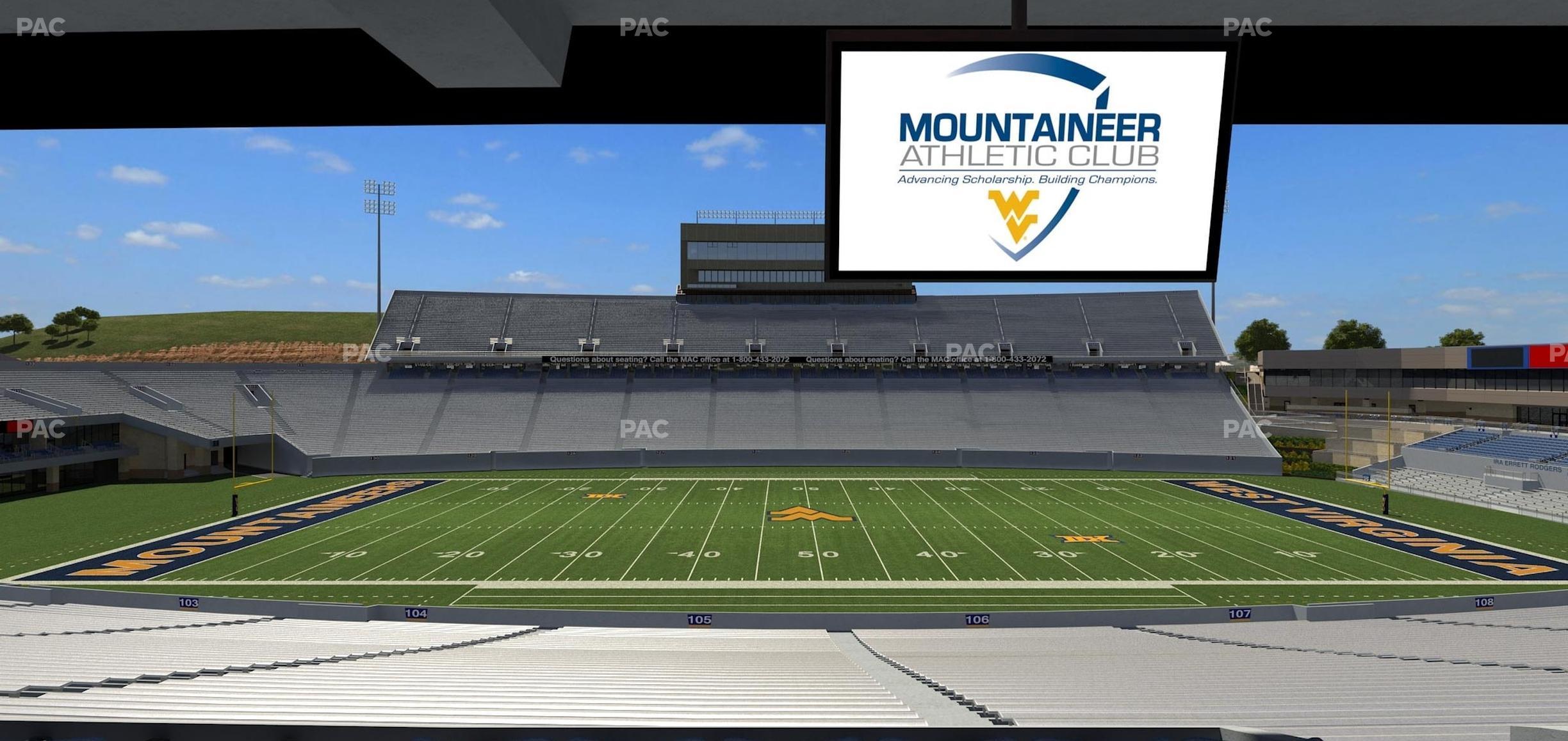 Seating view for Mountaineer Field at Milan Puskar Stadium Section Field Box 19