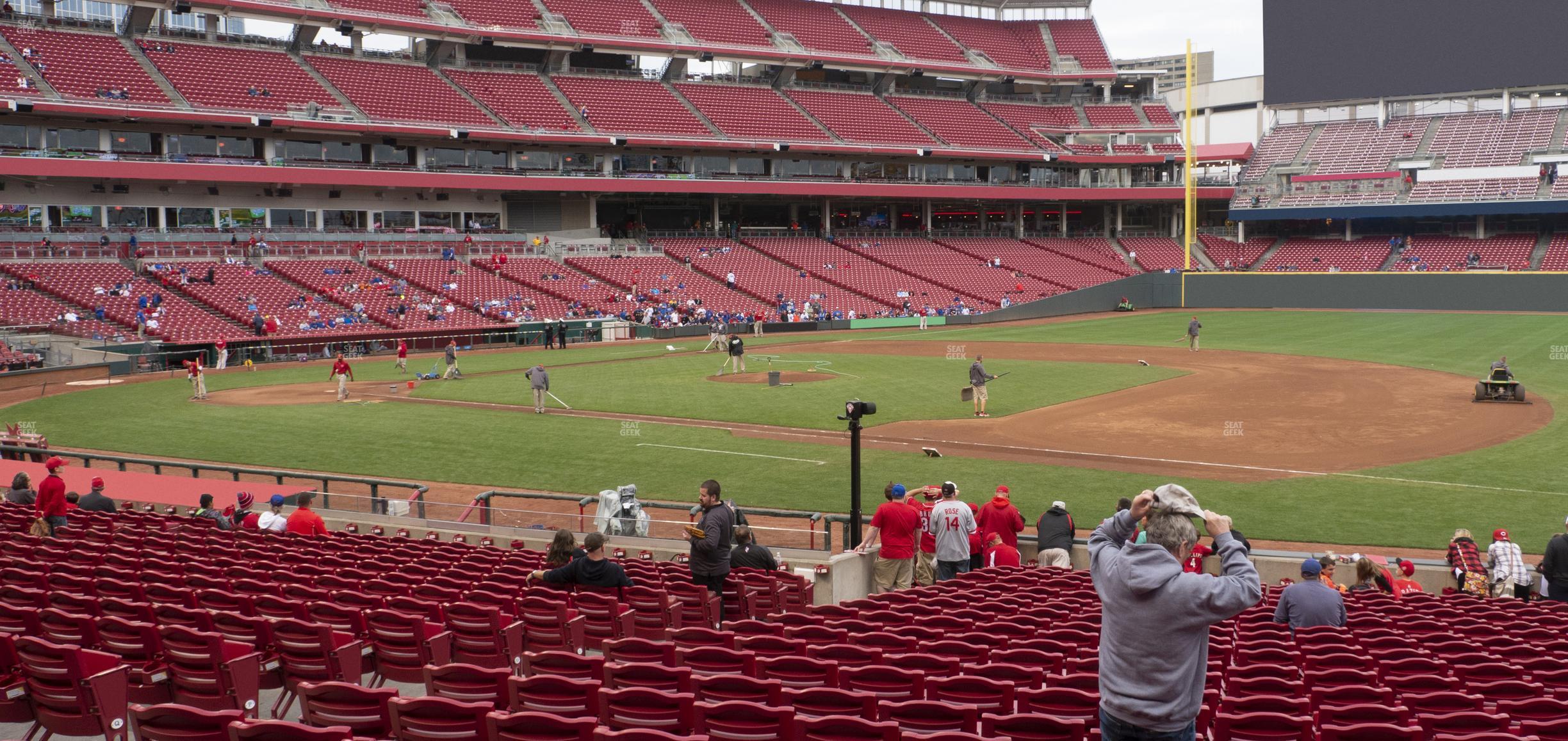 Seating view for Great American Ball Park Section Dugout Box 132