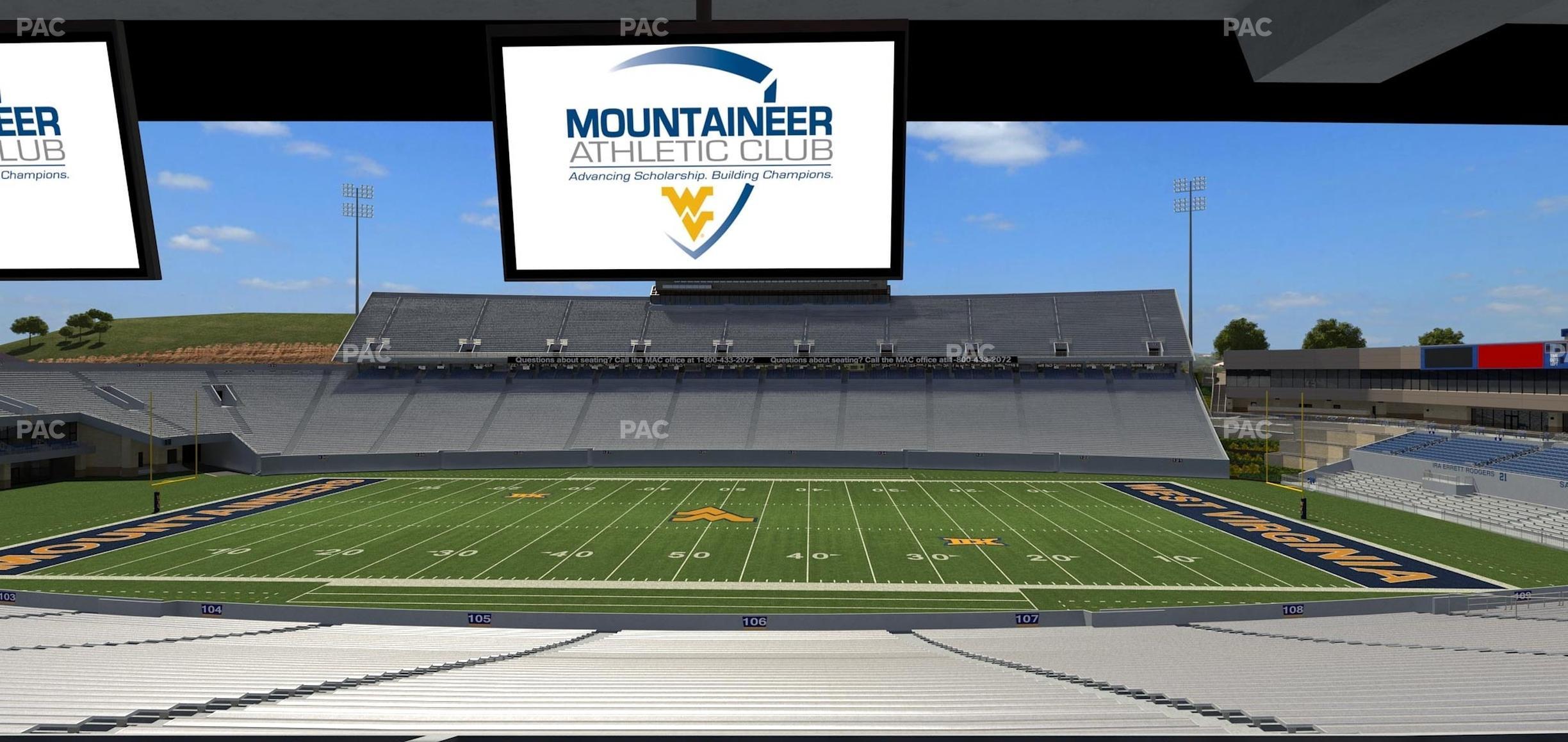 Seating view for Mountaineer Field at Milan Puskar Stadium Section Field Box 22