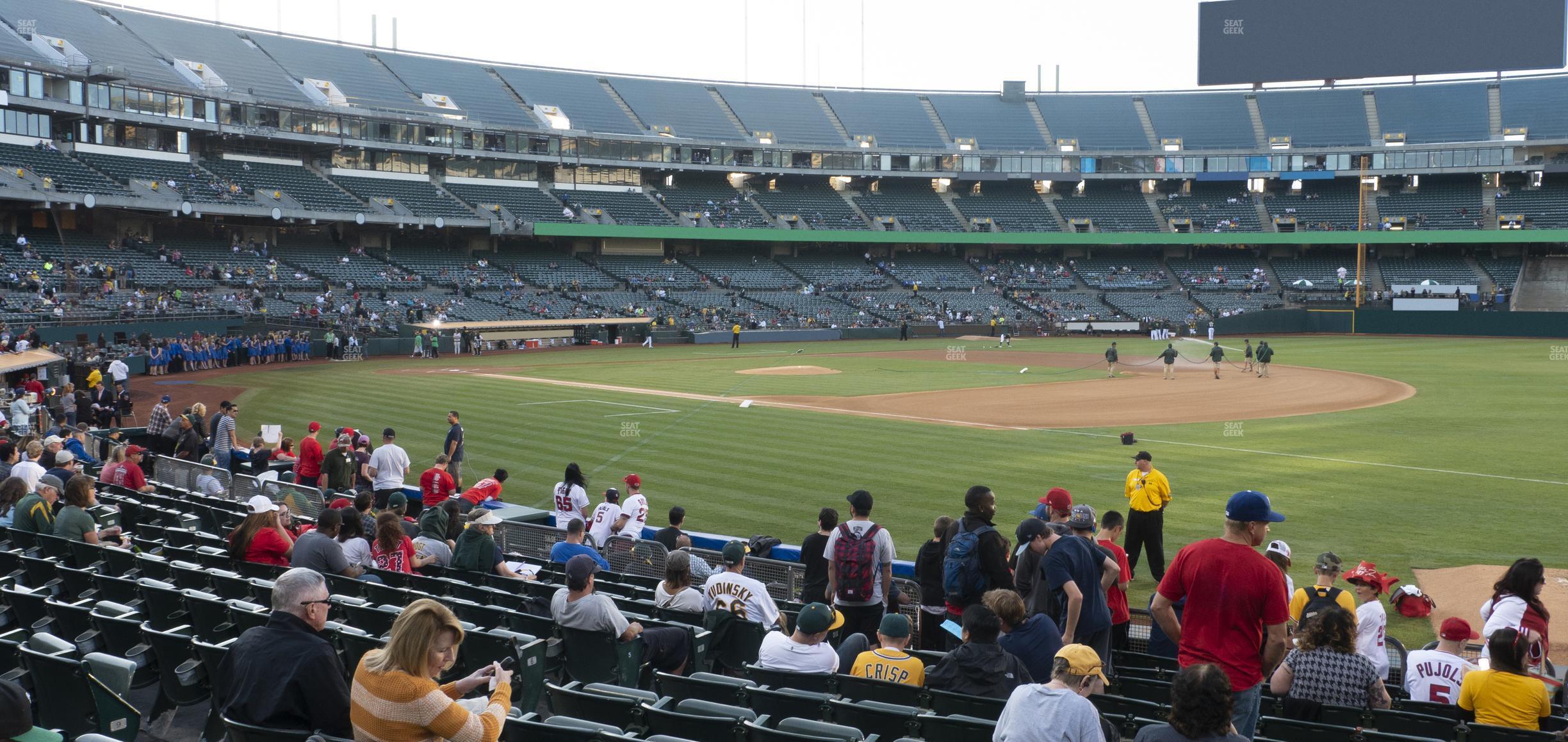 Seating view for Oakland Coliseum Section Front 108