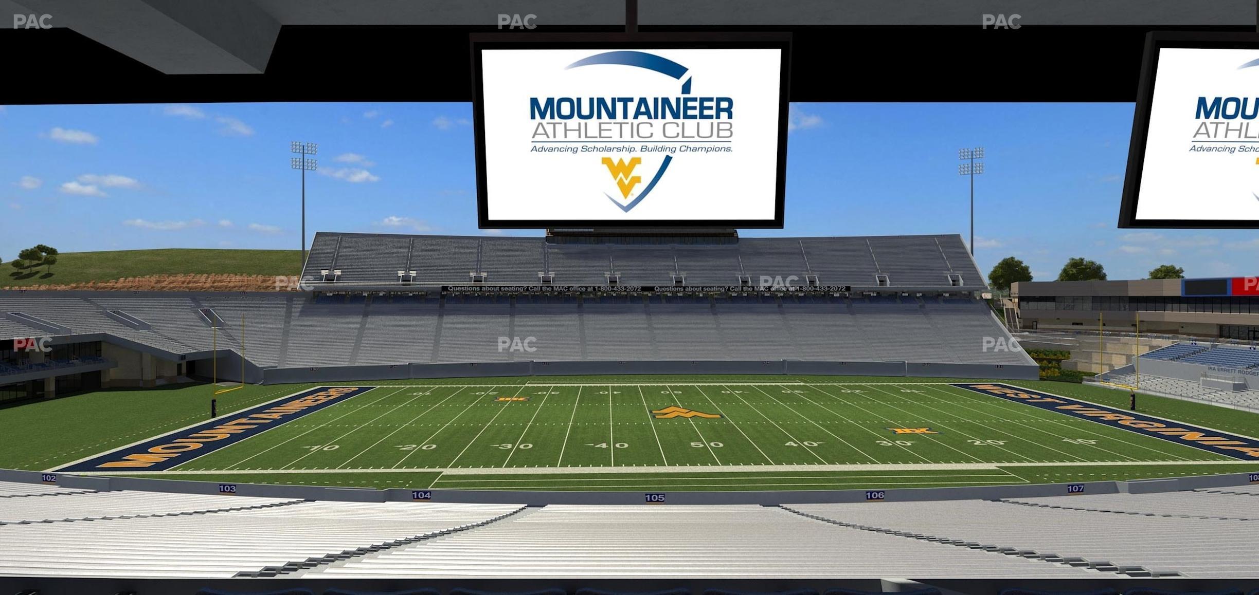 Seating view for Mountaineer Field at Milan Puskar Stadium Section Field Box 17