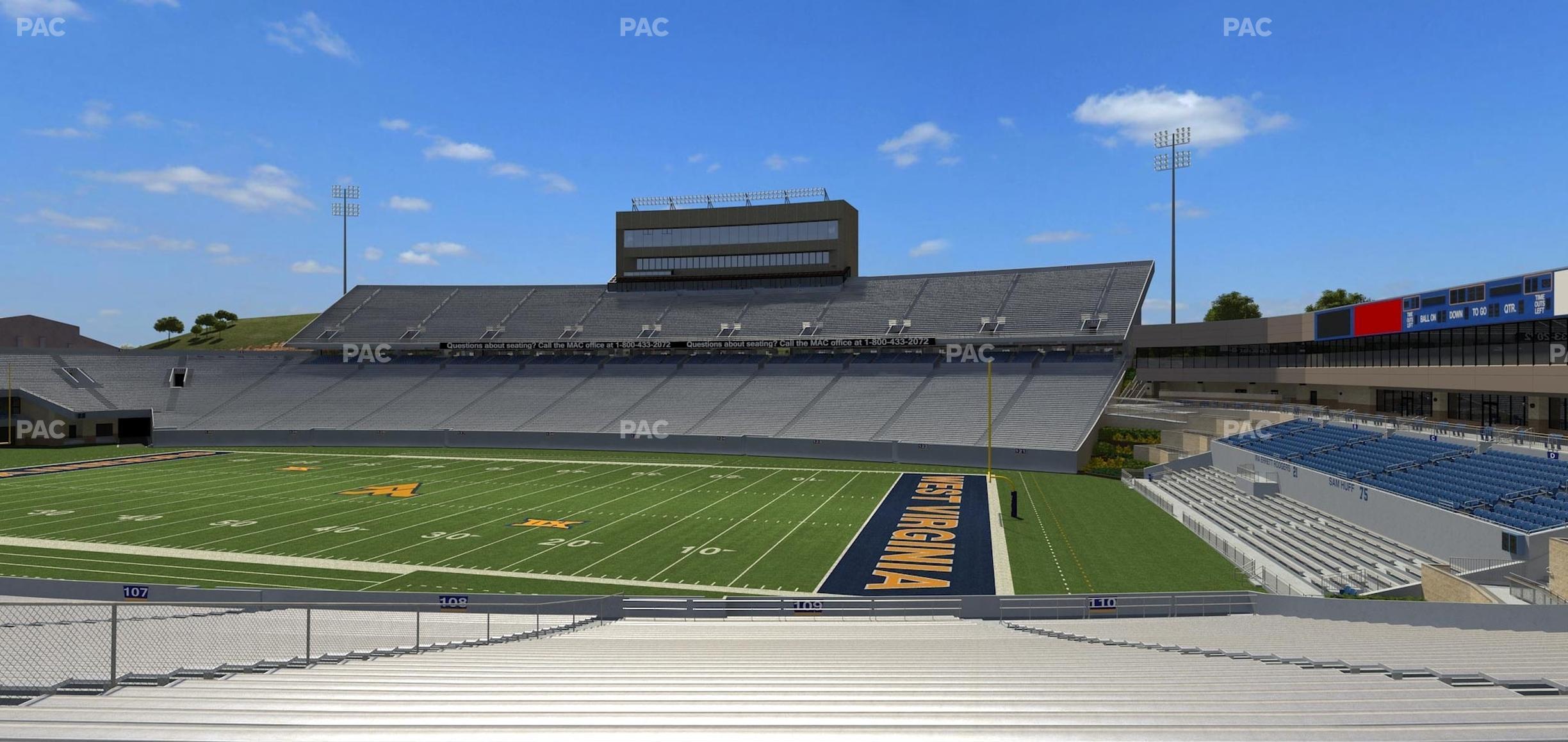 Seating view for Mountaineer Field at Milan Puskar Stadium Section 109