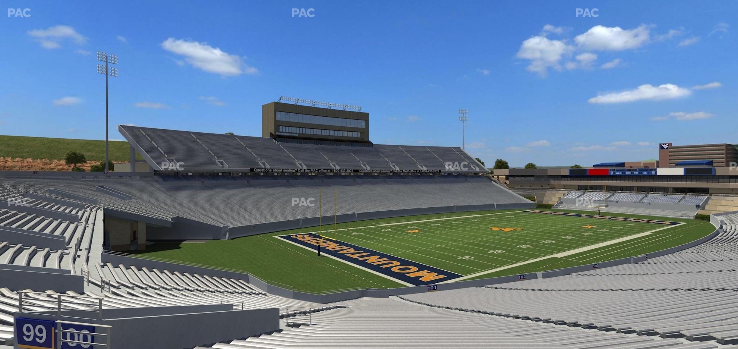 Seating view for Mountaineer Field at Milan Puskar Stadium Section 100