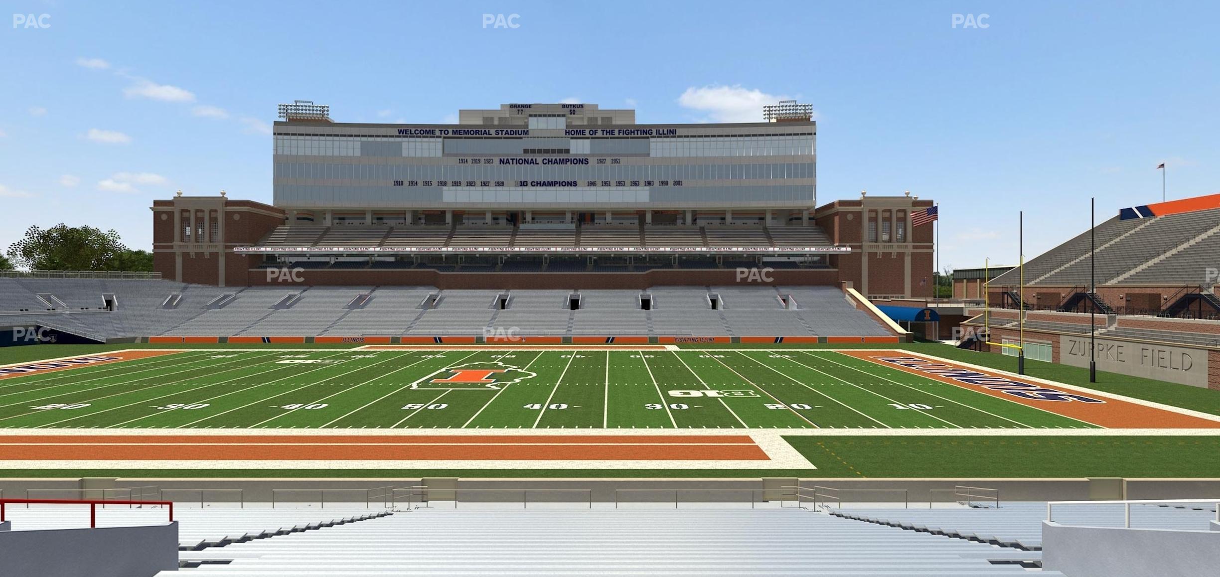 Seating view for Memorial Stadium - IL Section Front 104