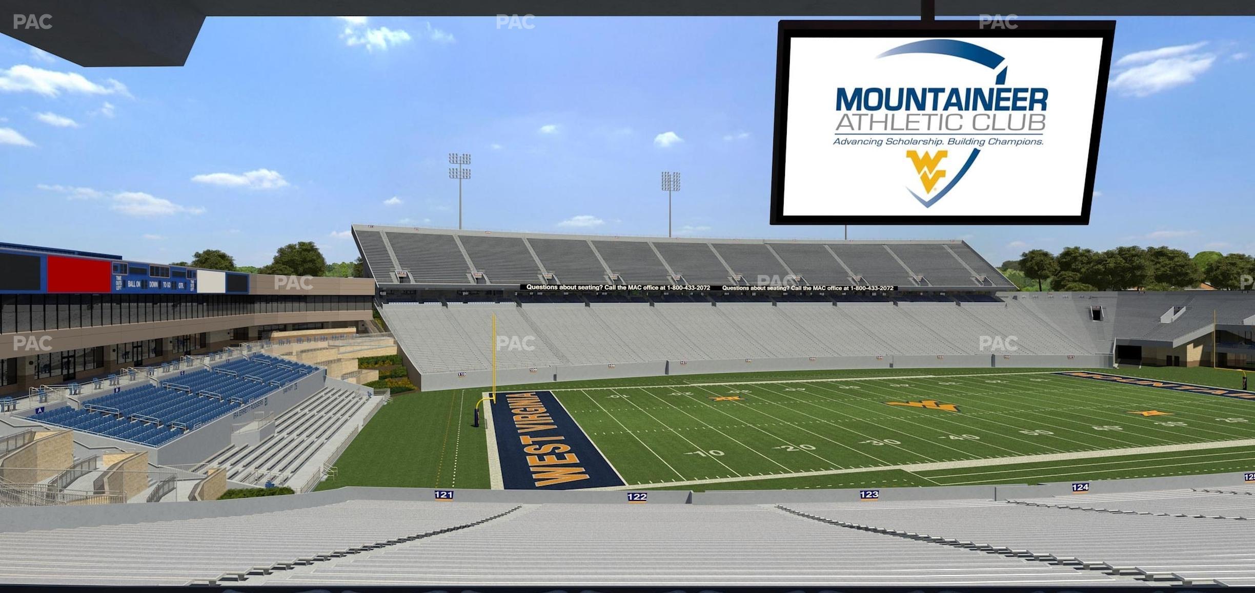 Seating view for Mountaineer Field at Milan Puskar Stadium Section Field Box 43