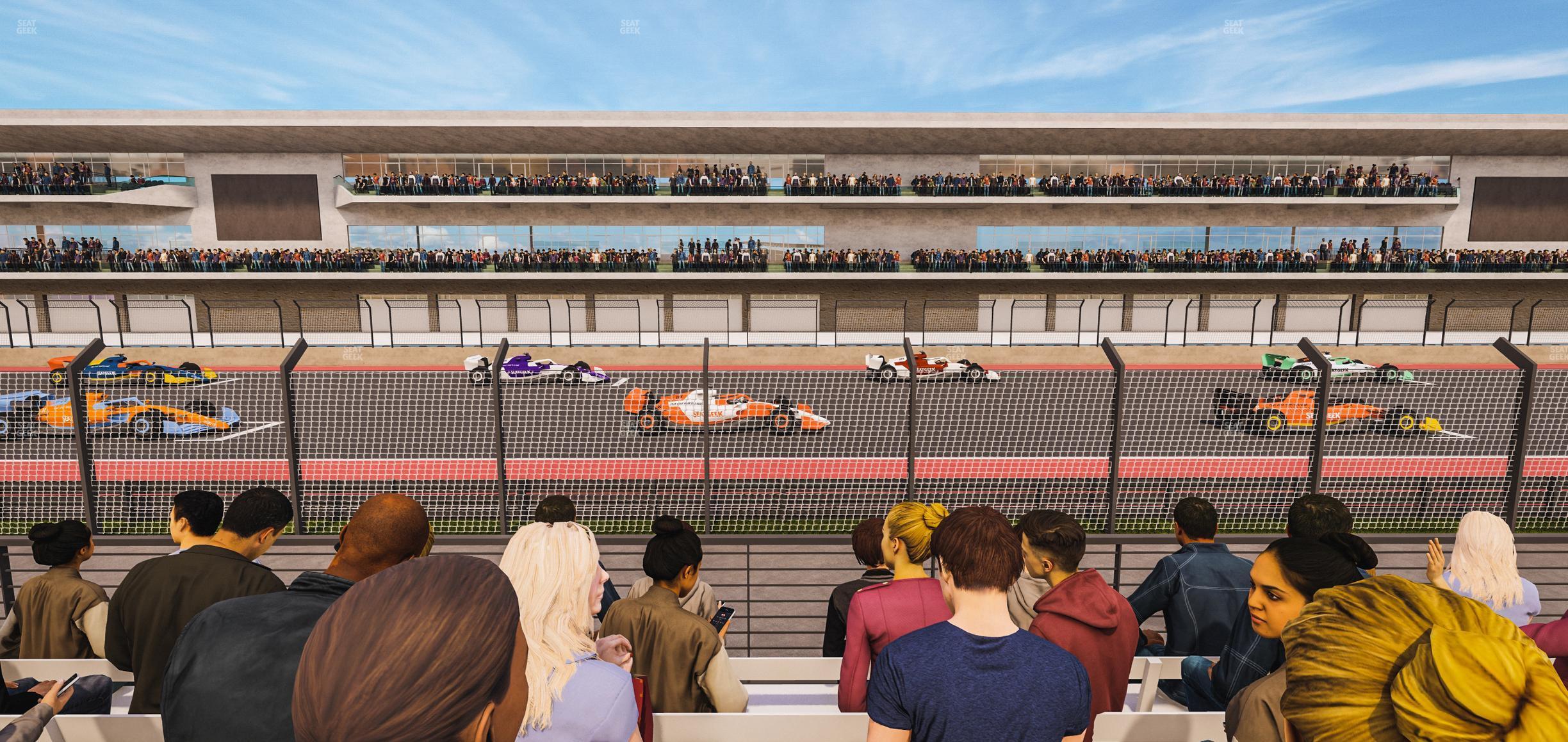 Seating view for Circuit of The Americas Section Main Grandstand Trackside East 120