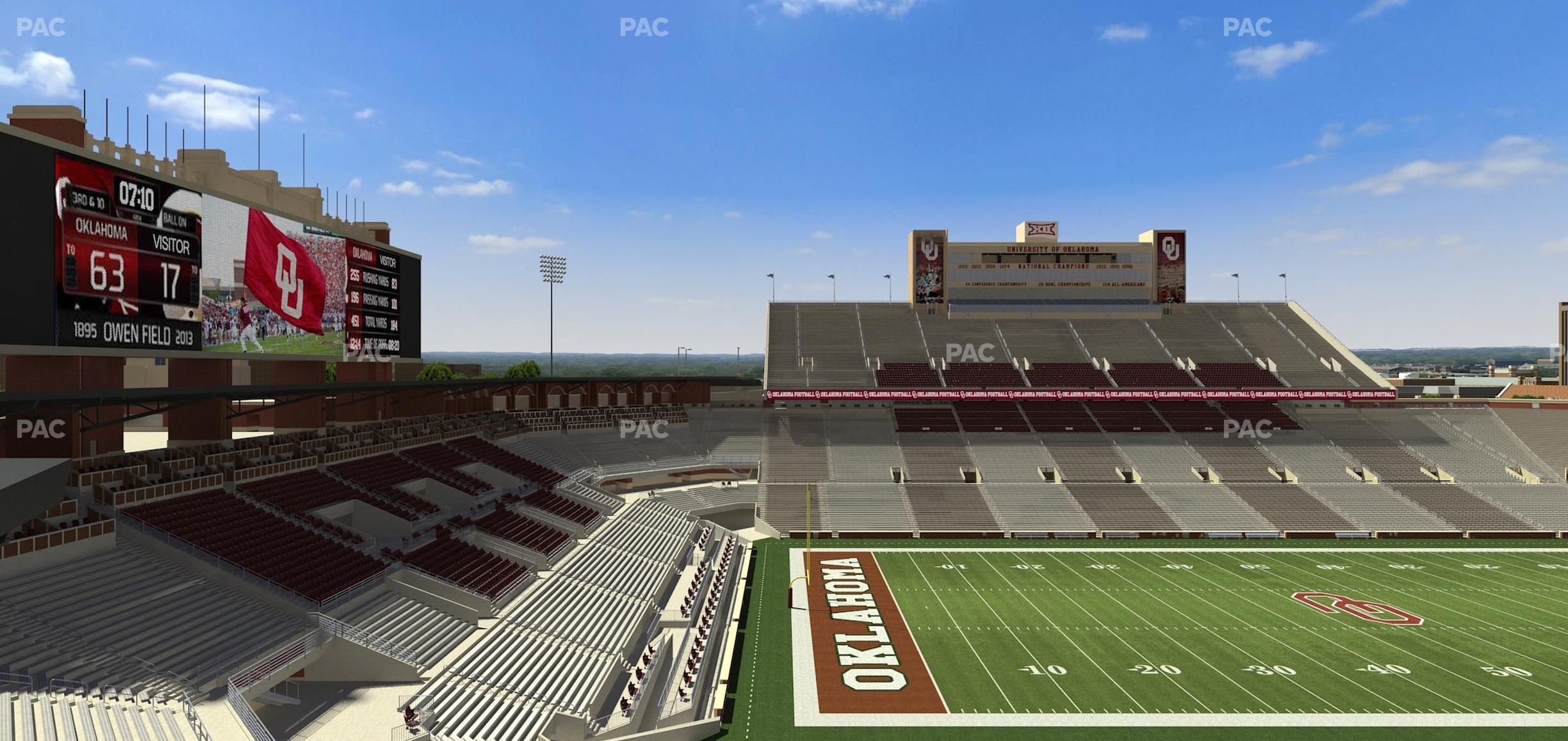 Seating view for Gaylord Family Oklahoma Memorial Stadium Section 135