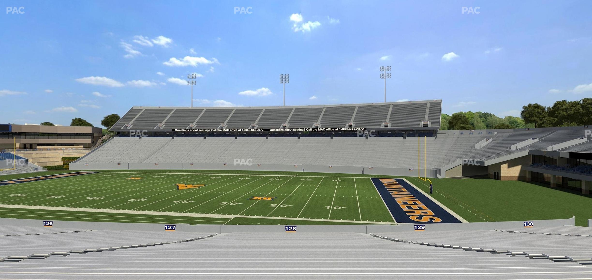 Seating view for Mountaineer Field at Milan Puskar Stadium Section 128