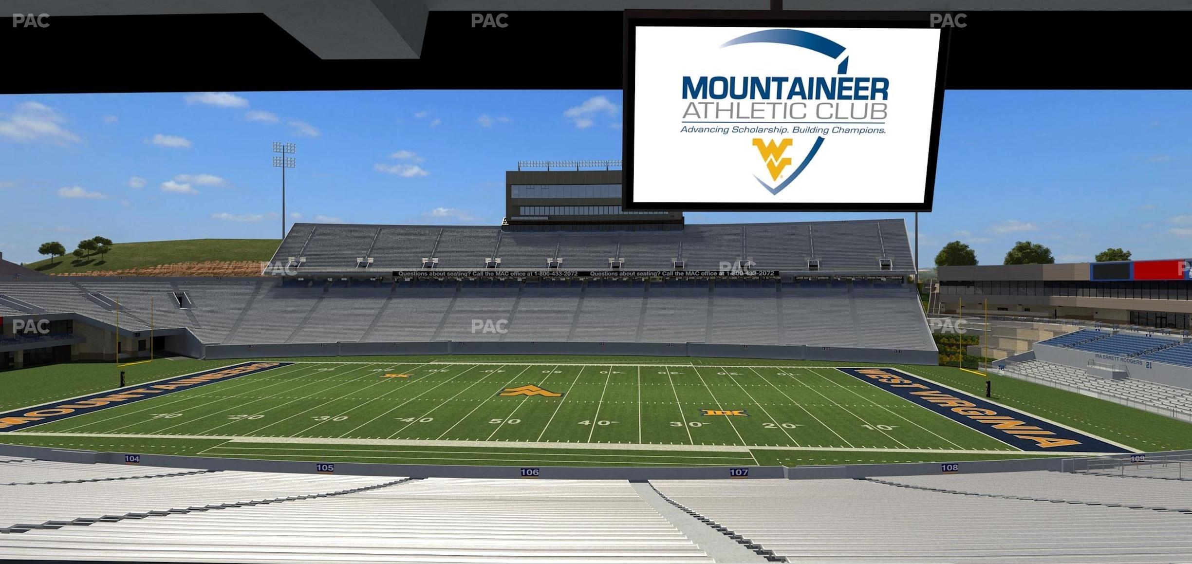 Seating view for Mountaineer Field at Milan Puskar Stadium Section Field Box 23